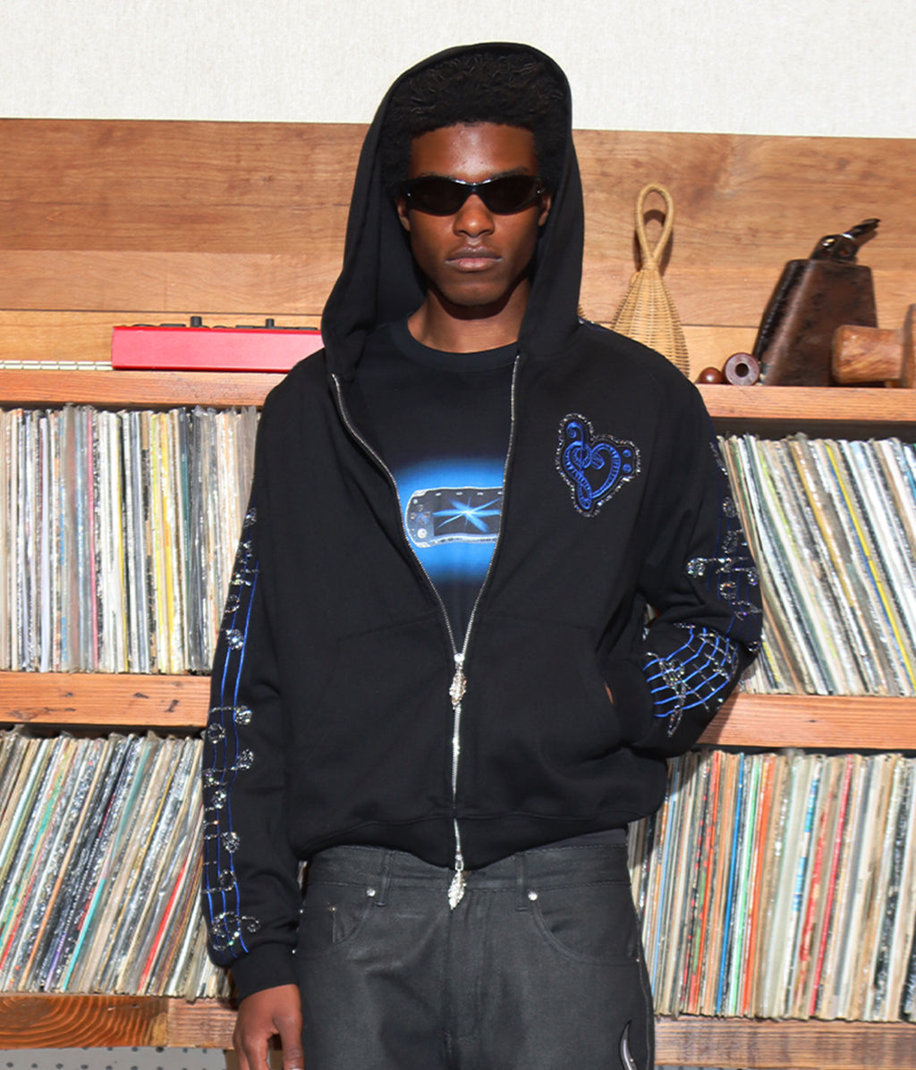 Crystal Notes Raglan Hoodie Black