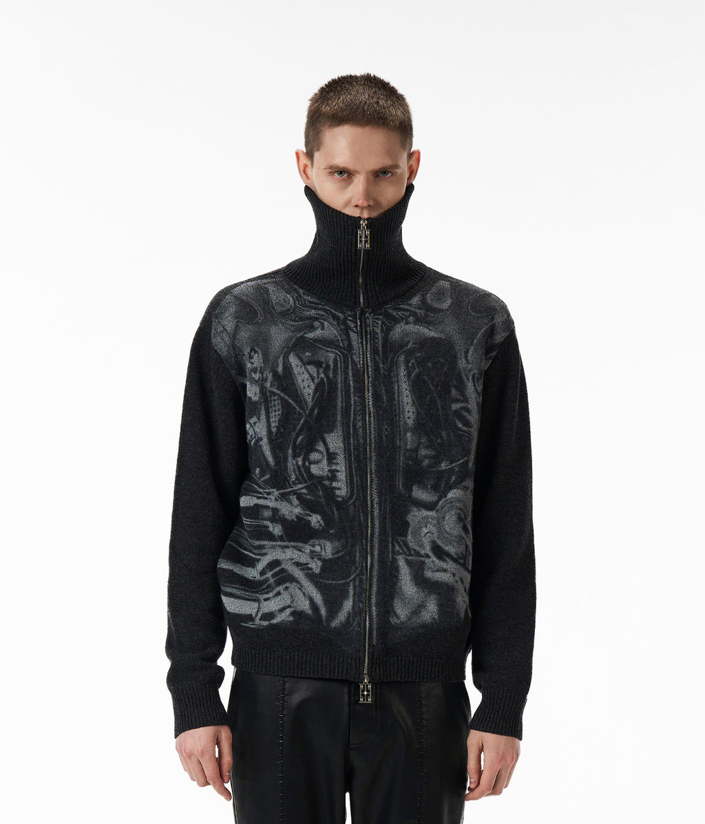 Millennium Mecha Ink Wool Zip Sweater