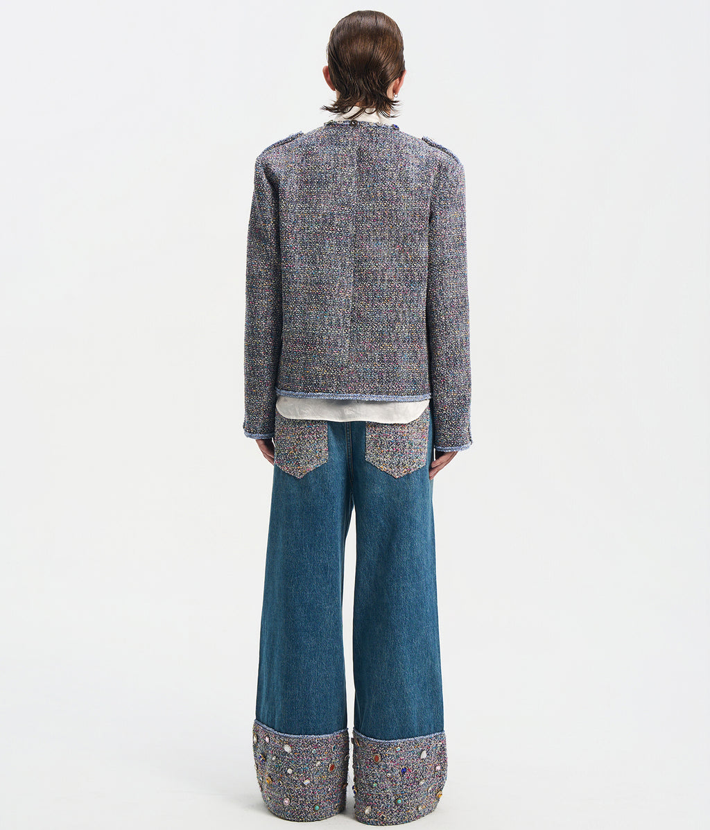 Bouclé Tweed Short Jacket Dark Gray