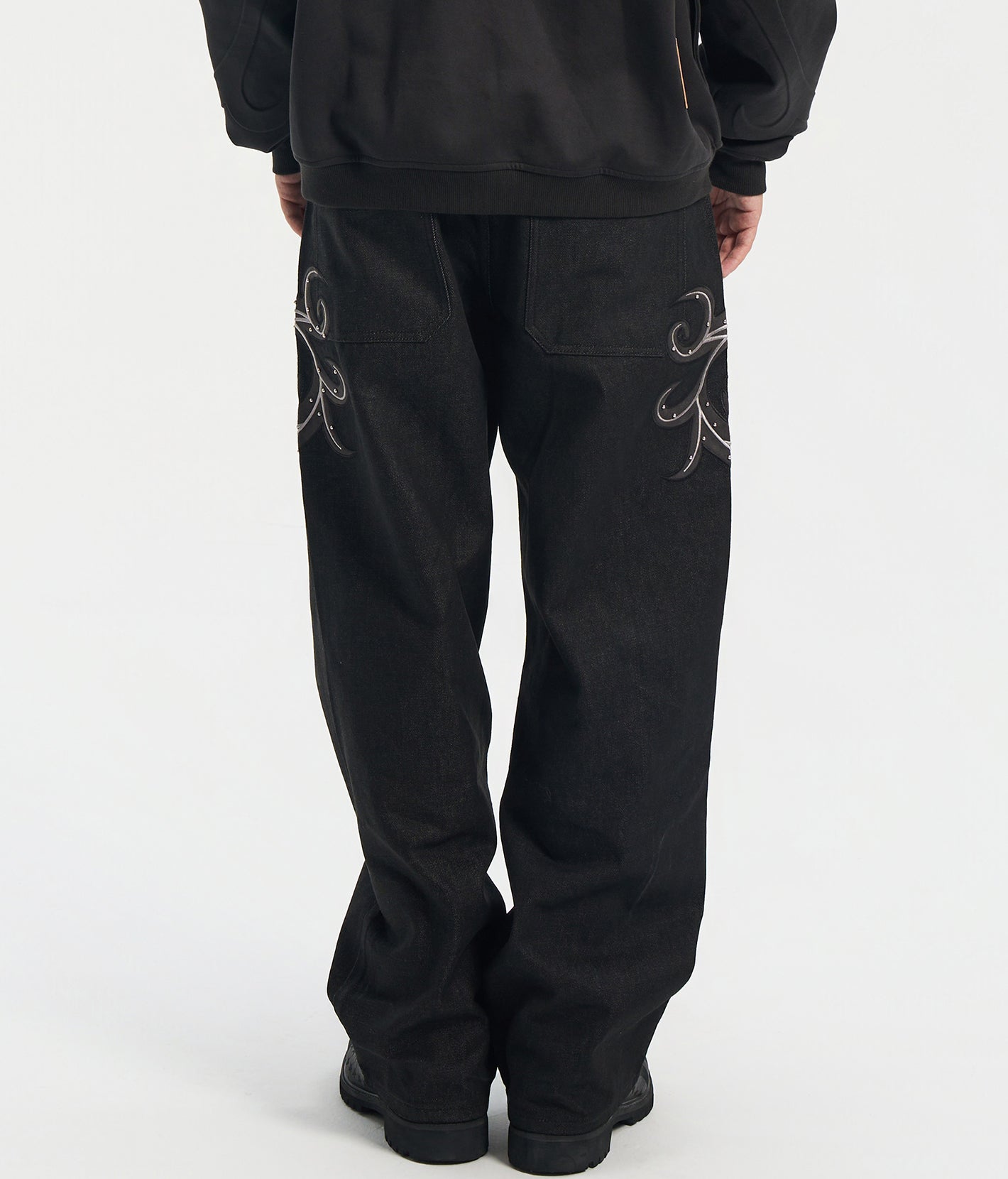 Leather Patch Vine Jeans