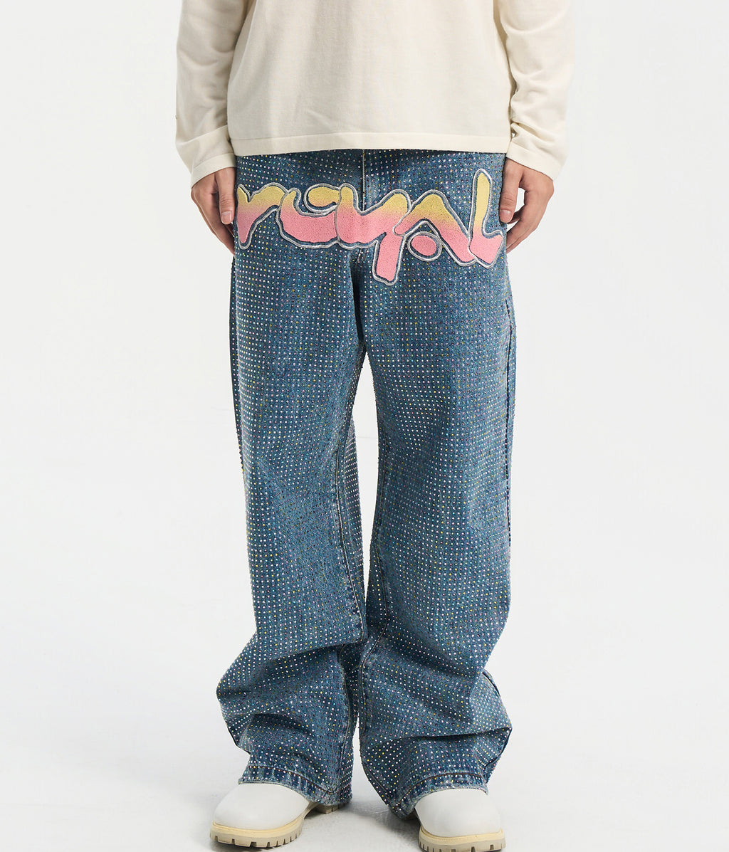 Graffiti Logo Diamond Jeans