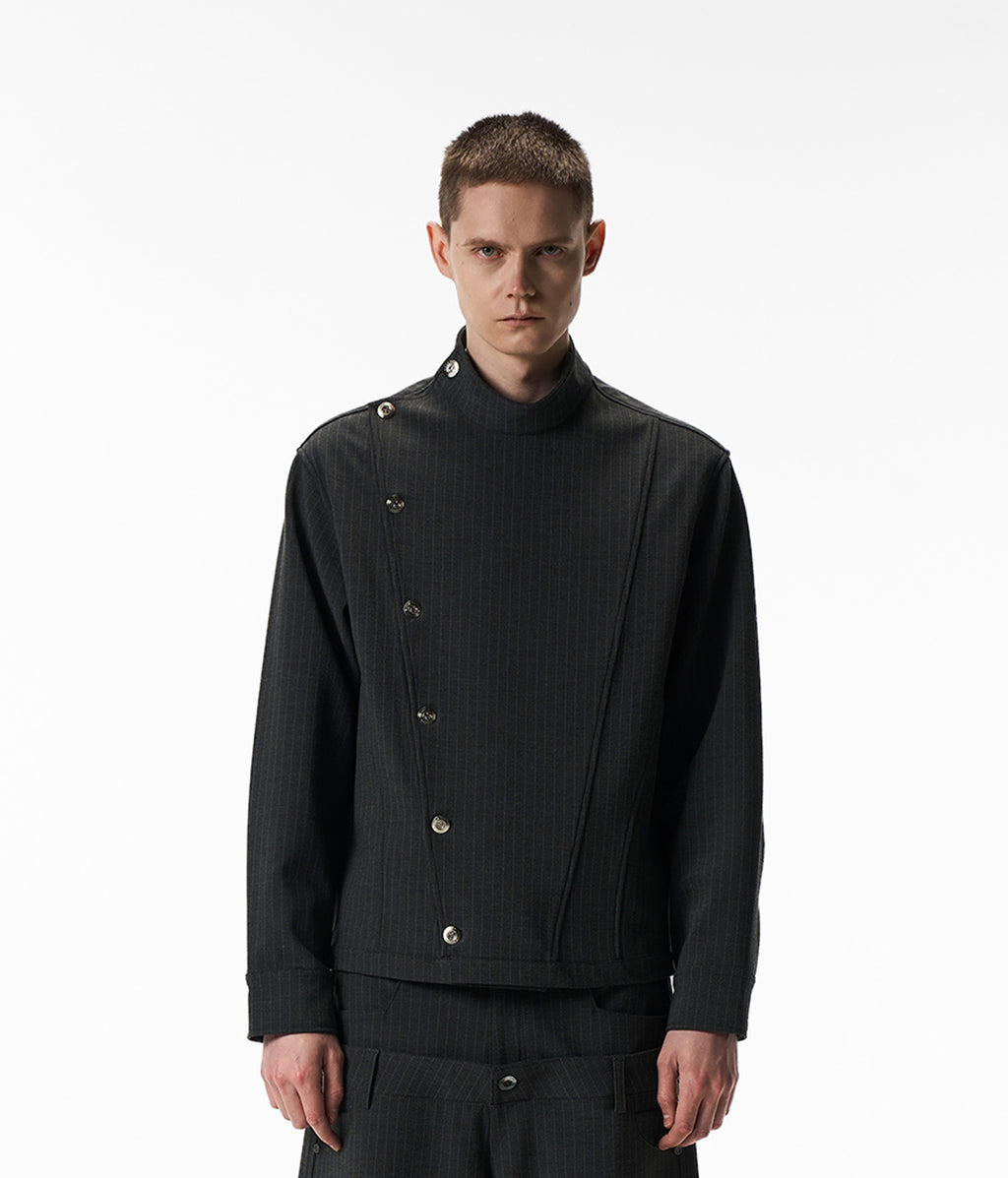 Fencer Pinstripe Asymmetric Shirt
