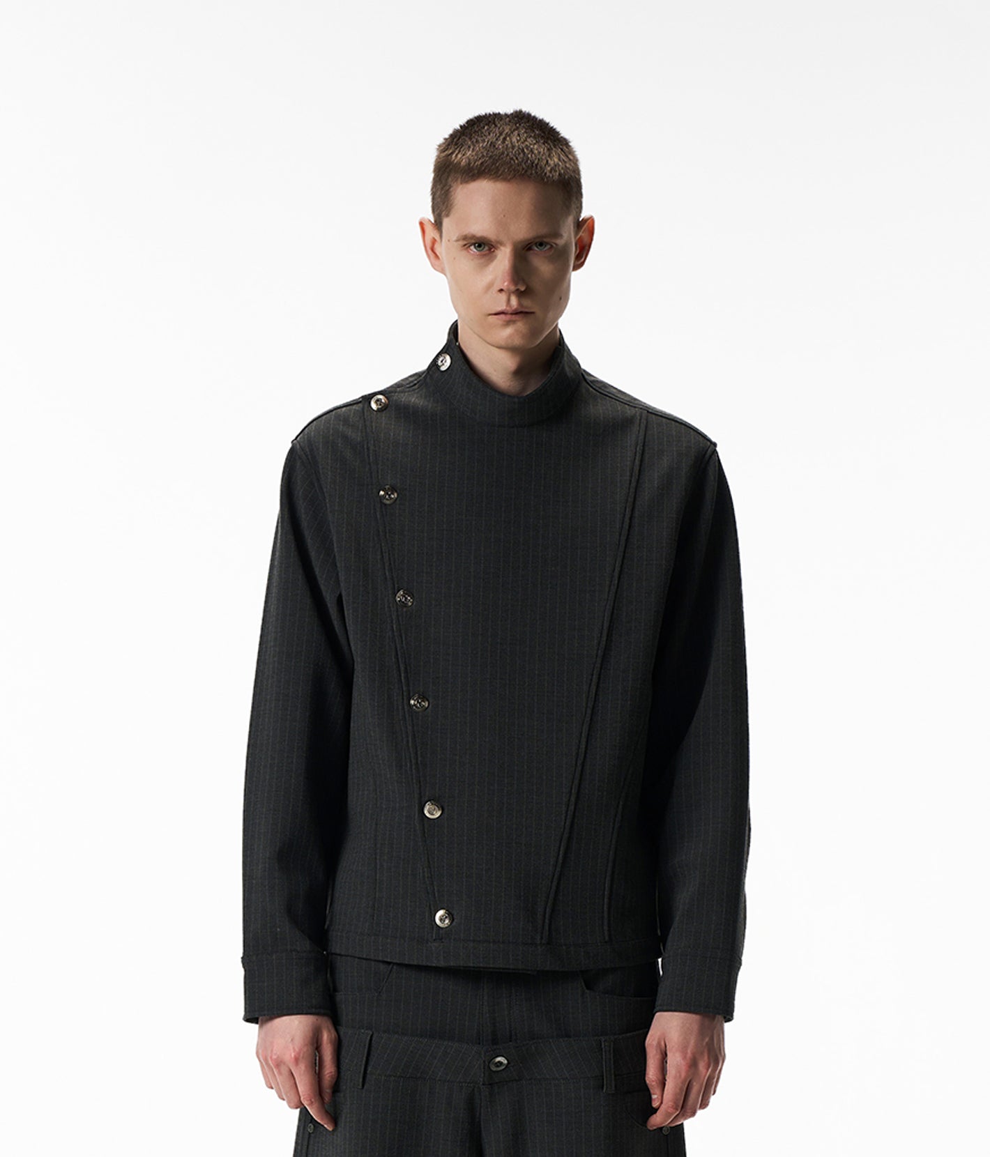 Fencer Pinstripe Asymmetric Shirt