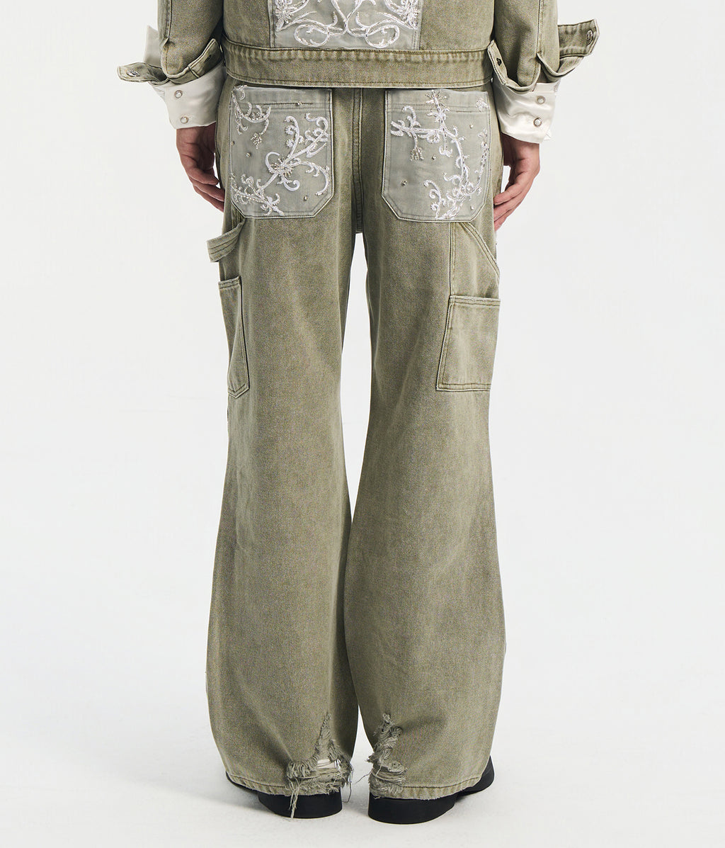 Beaded Embroidery Carpenter Pants