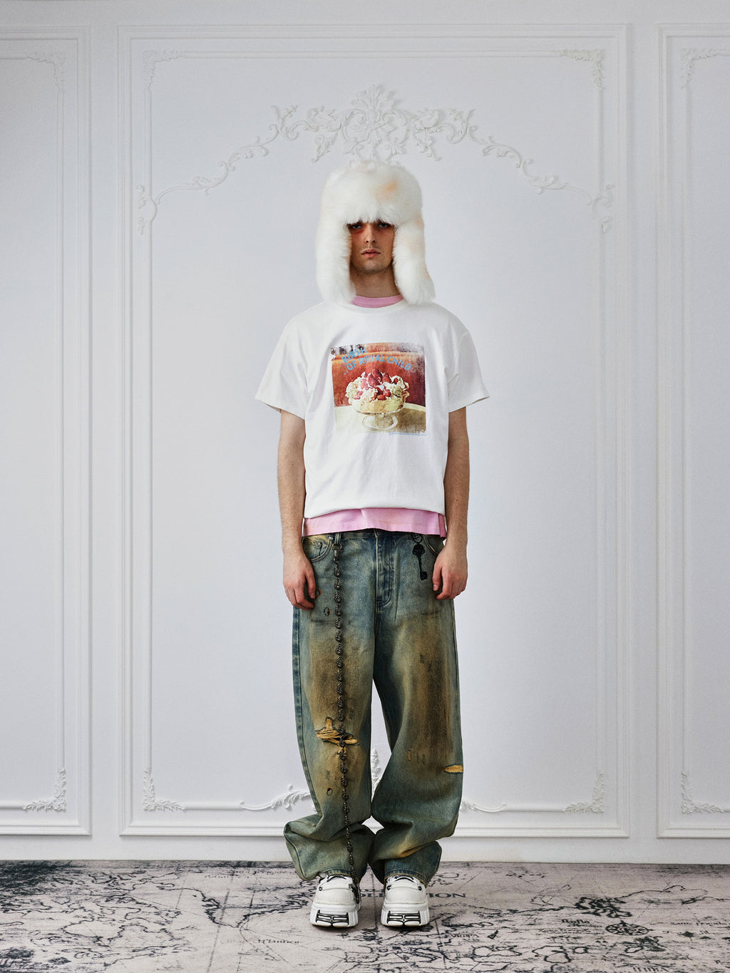 "Berry Is On Top" Tee in White Multi