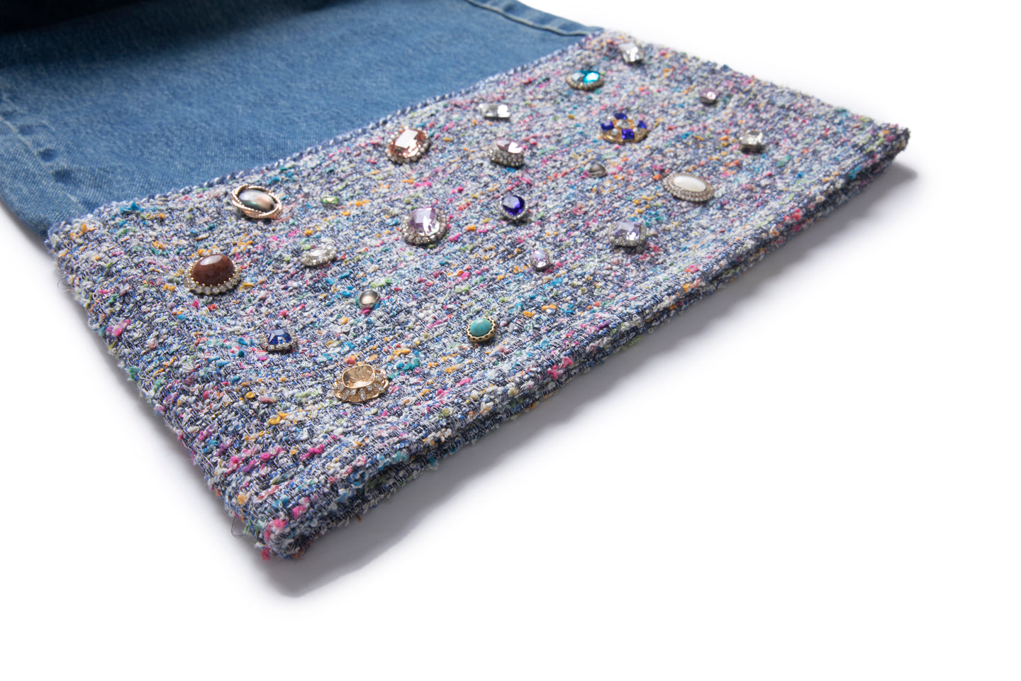 Tweed Patchwork Wide Denim