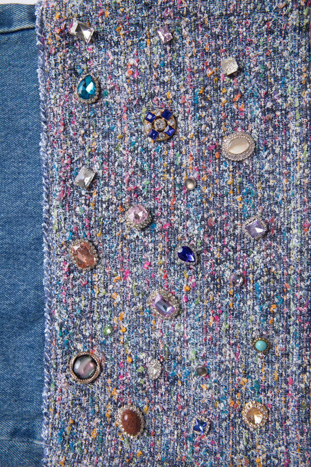 Tweed Patchwork Wide Denim