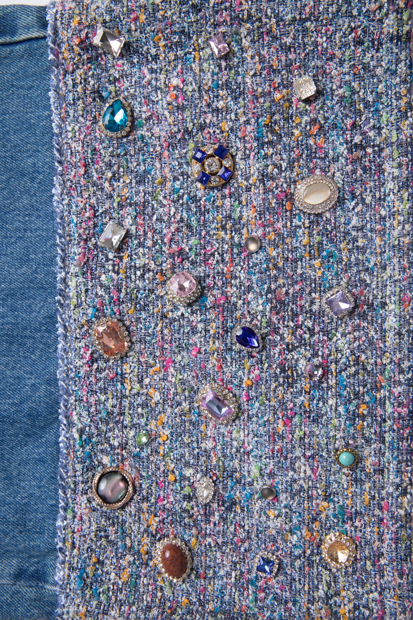 Tweed Patchwork Wide Denim