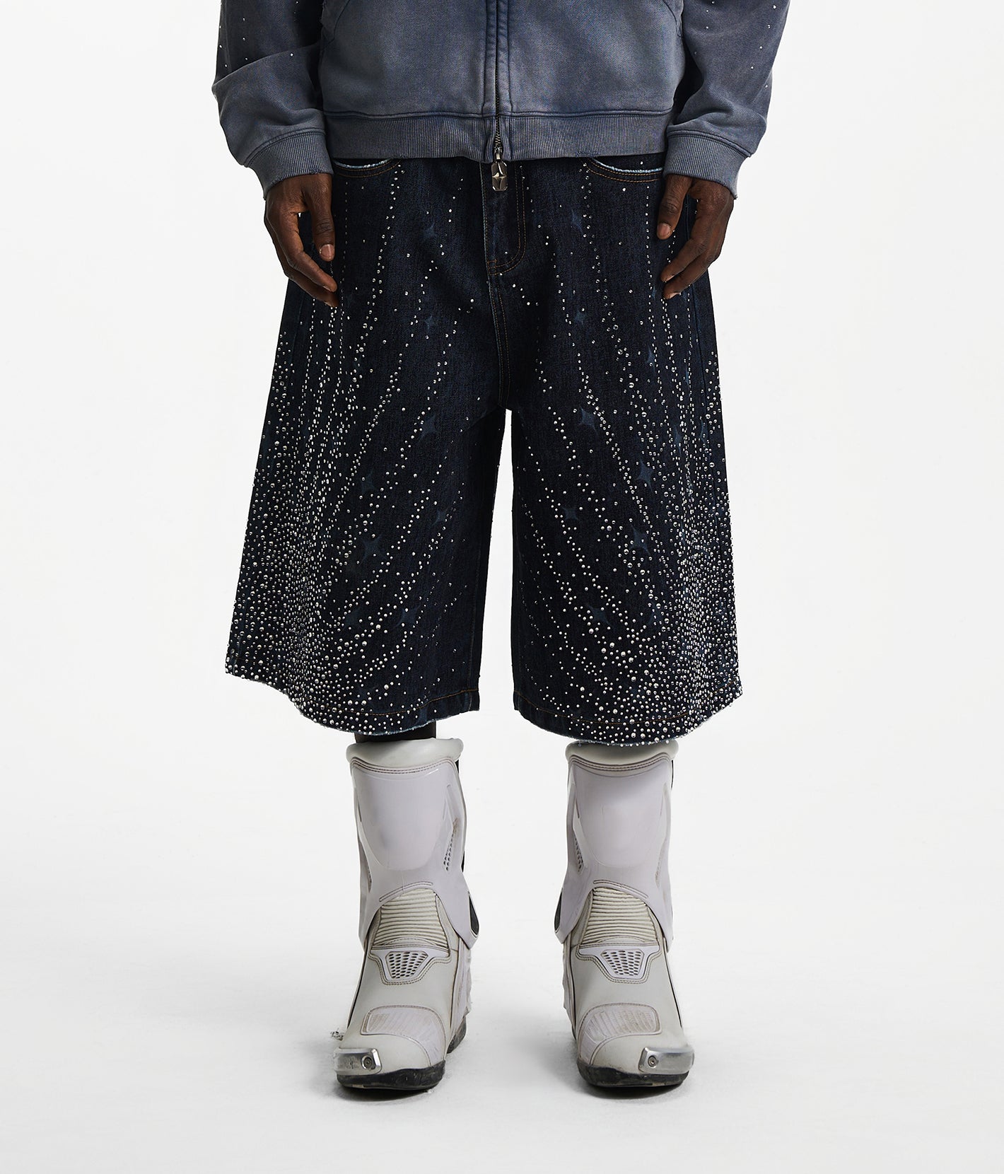 20K Diamond Starlight Denim Shorts IN Black – Birth Of Royal Child