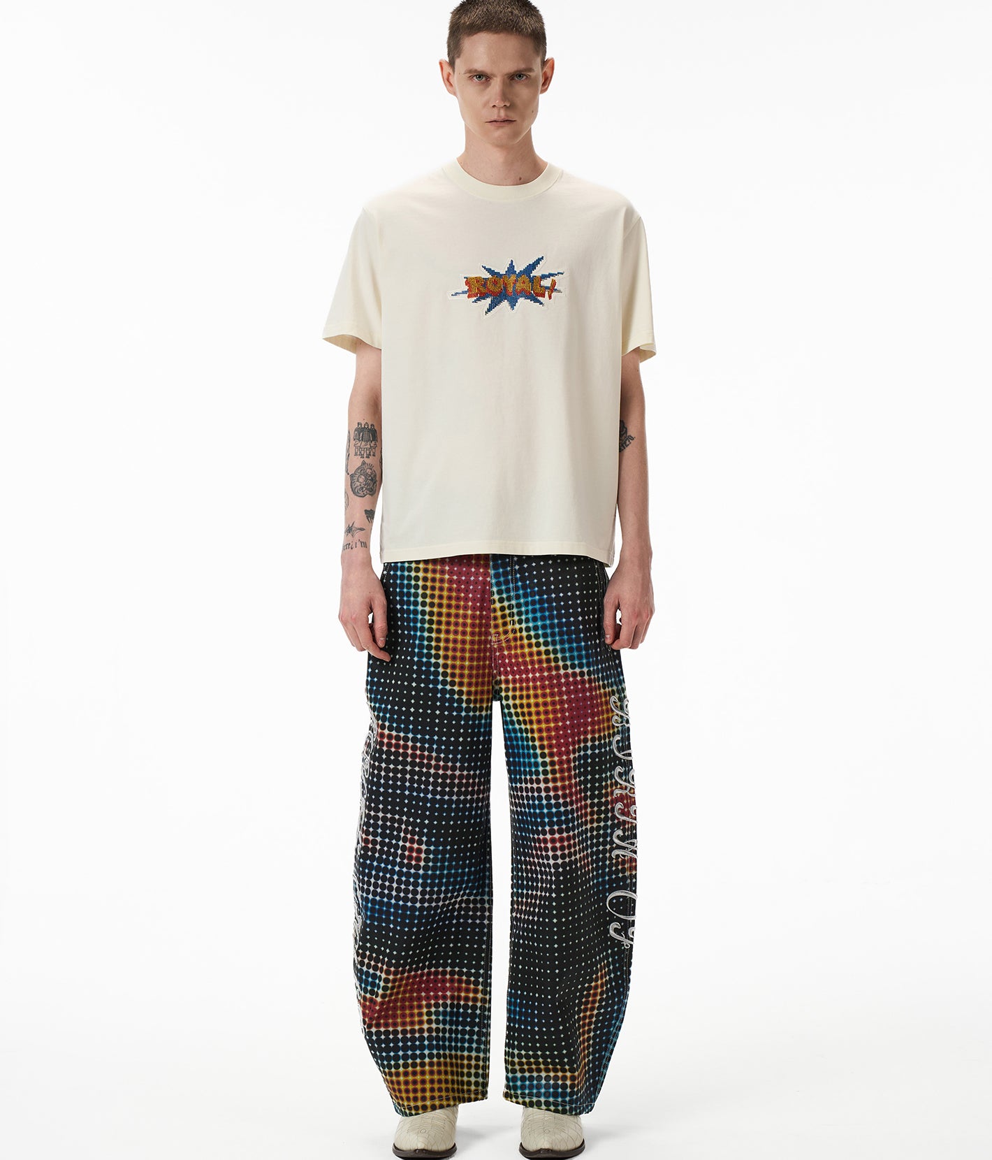 Thermal Polka-Dot Curved Knife Pants