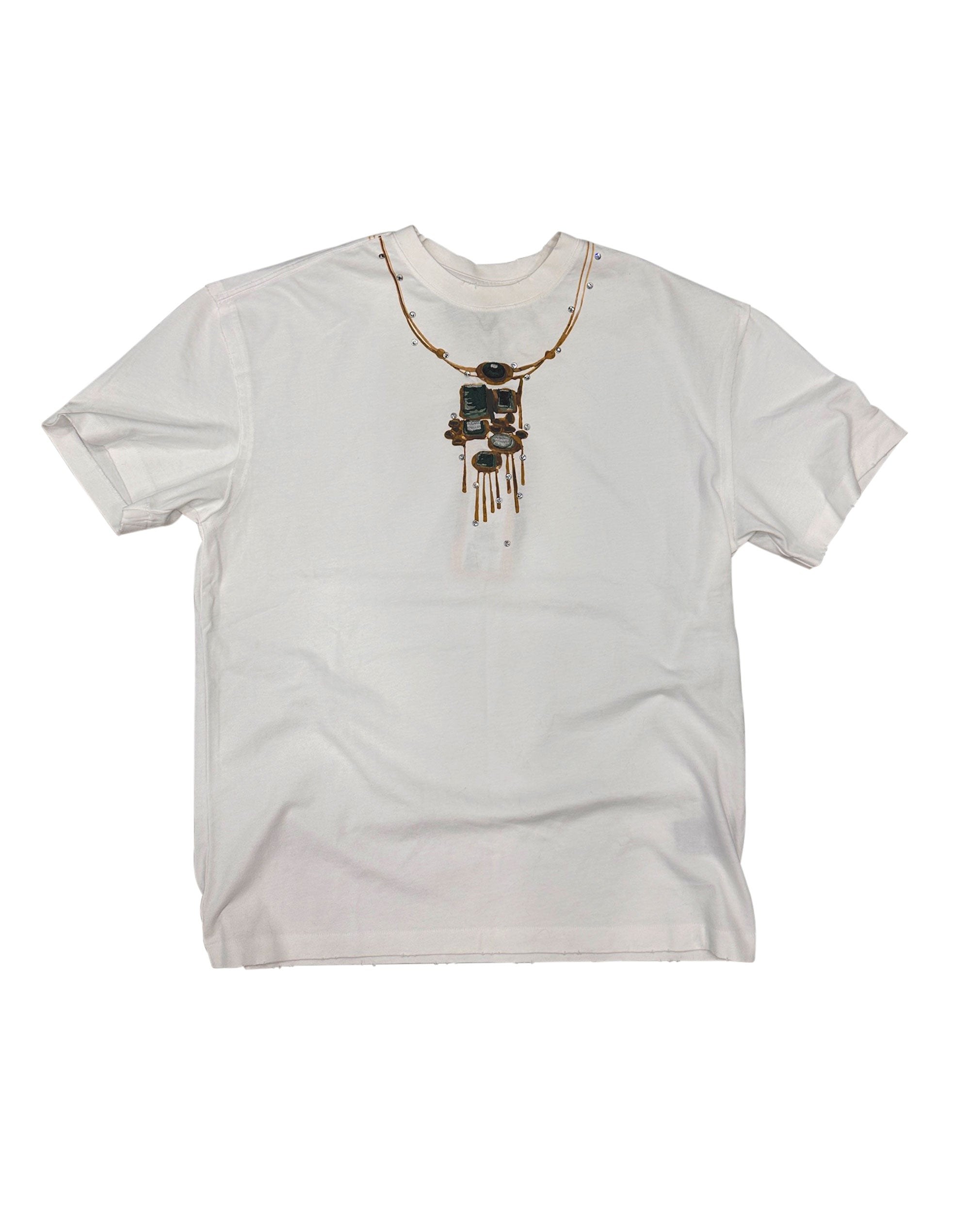 Gemstone Necklace Print T-Shirt in White