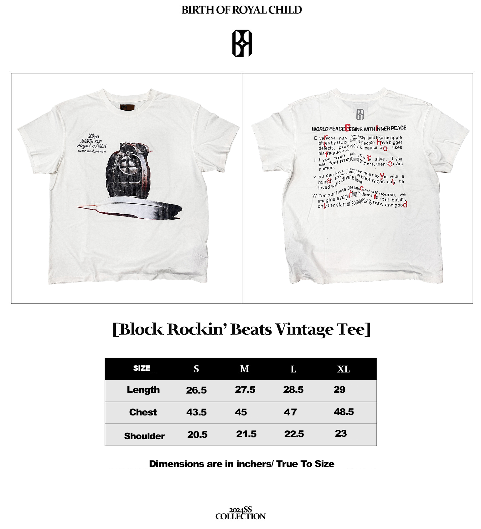 Block Rockin' Beats Vintage Tee in White Multi