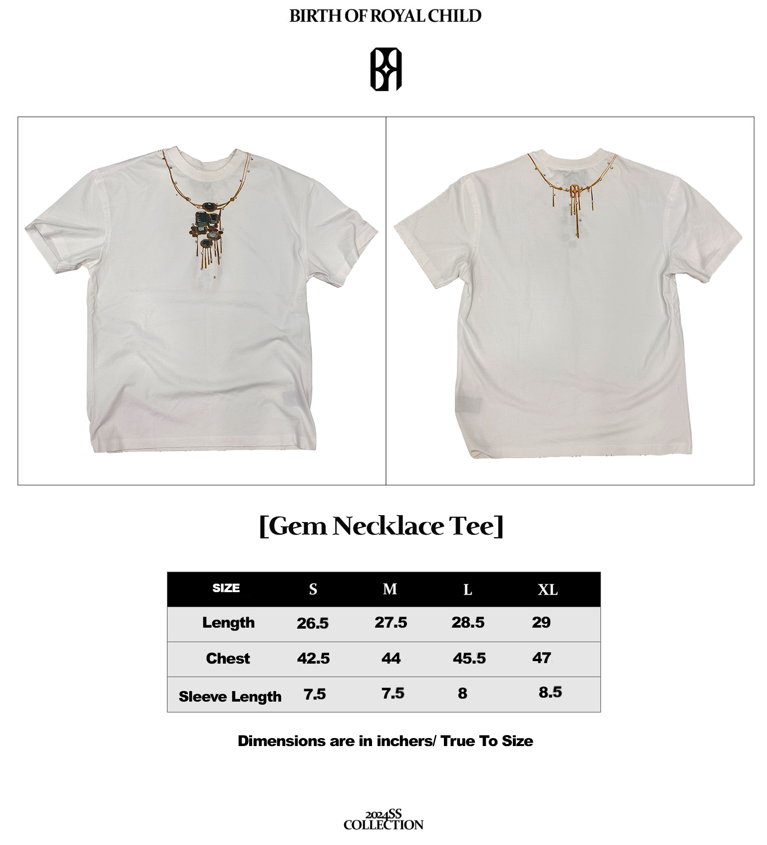 Gemstone Necklace Print T-Shirt in White