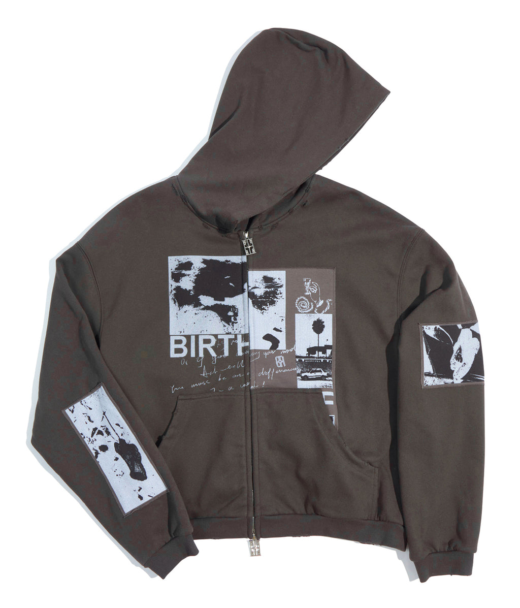 Patchwork Graphic 2 Way Zip Up Hoodie | Birth of Royal Child 