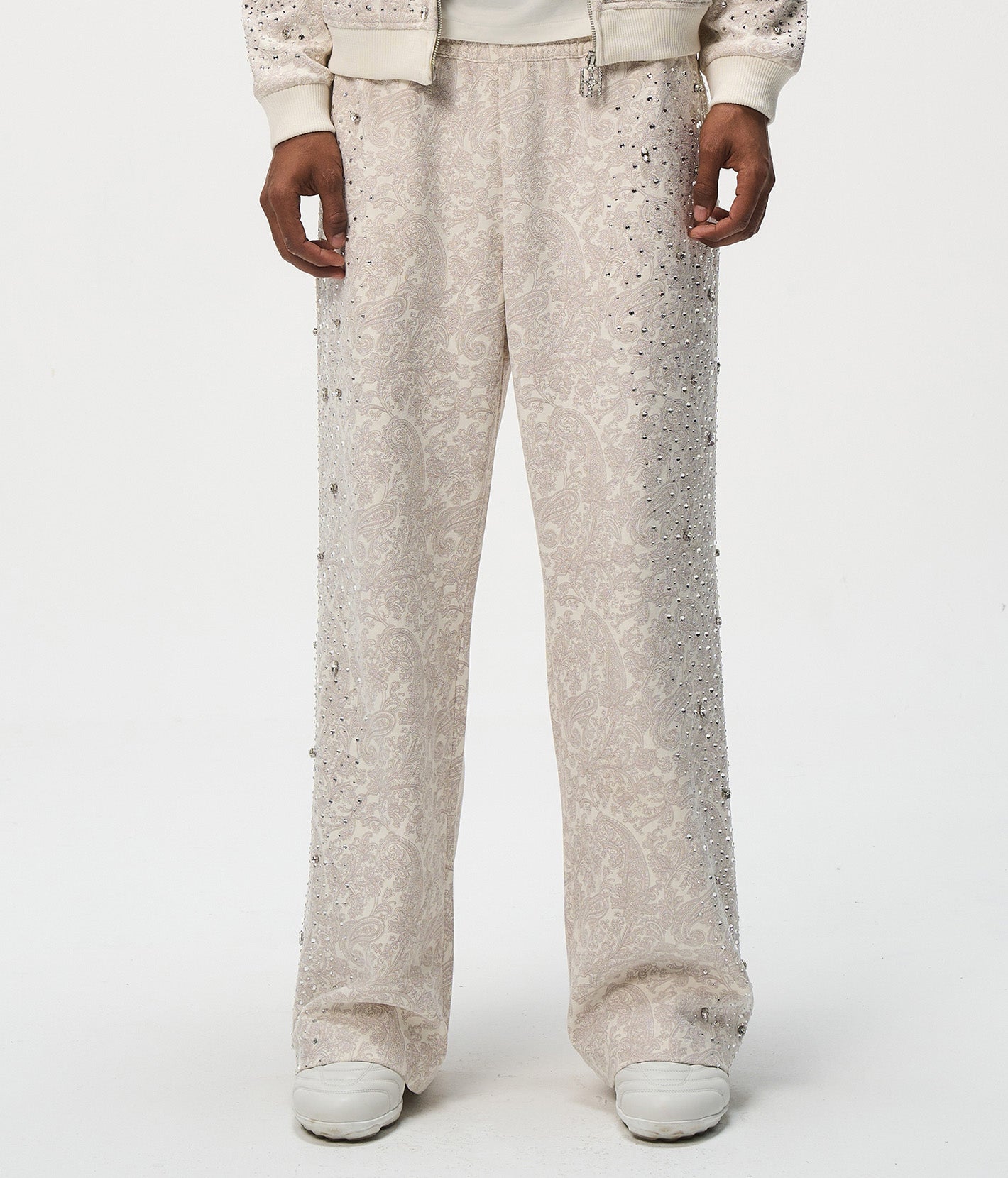 Cashew Blossom Pearl Sweatpants-WHT
