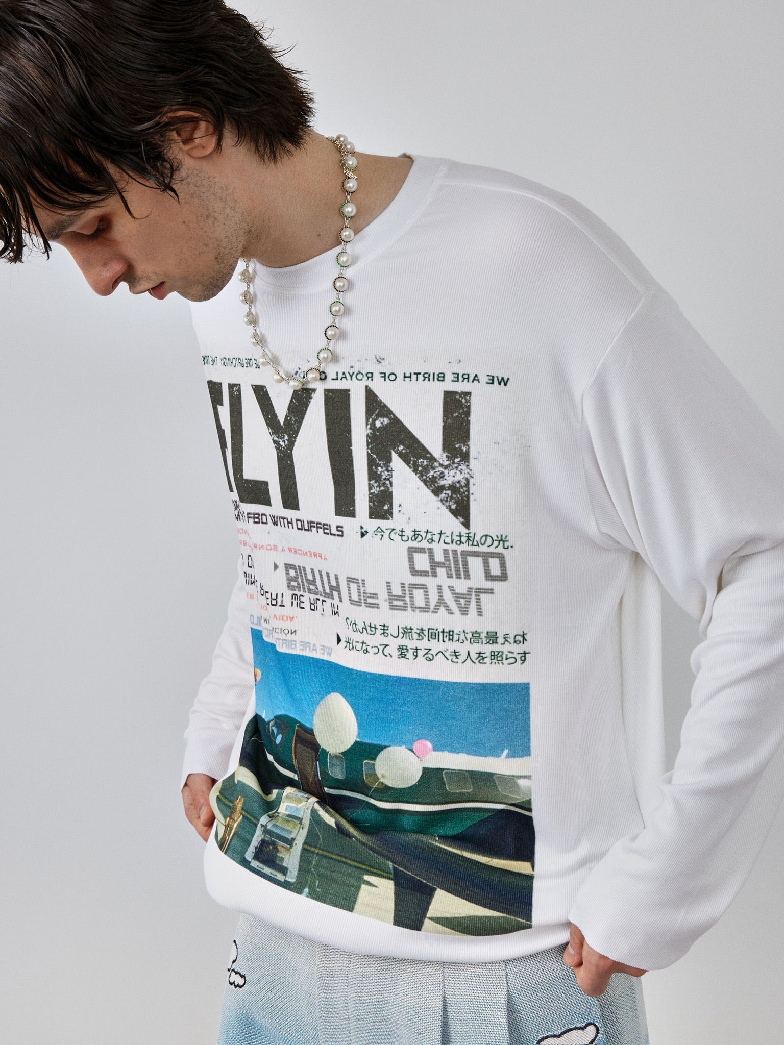 Private Jet Print Long-Sleeve Tshirt