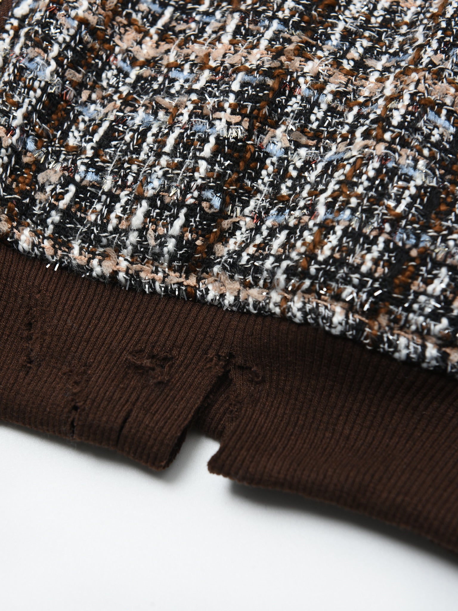 Jewels Chain Detailed Maillard Tweed Hoodie Jacket