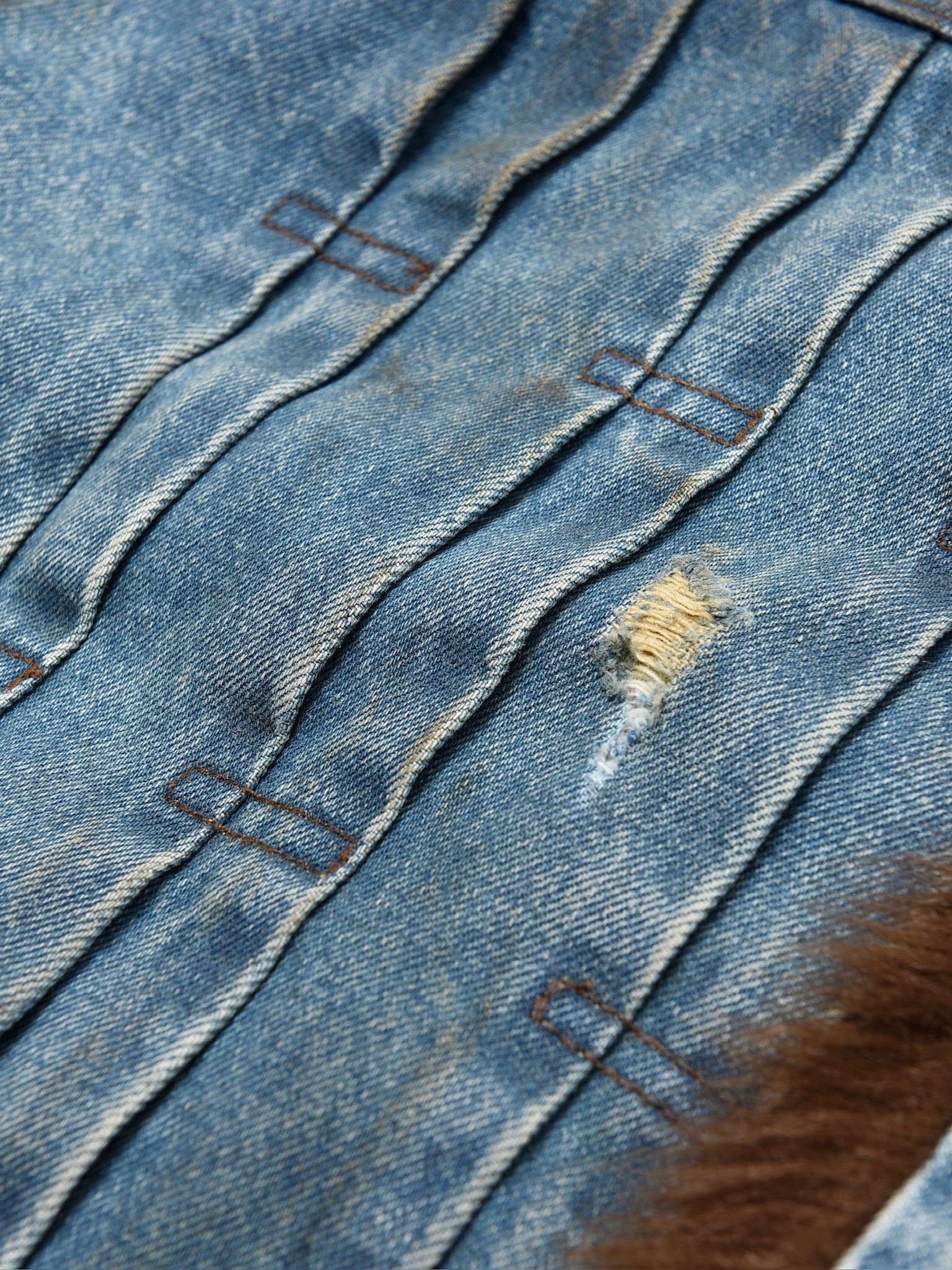 Dirty-Washed Furry Denim Jacket