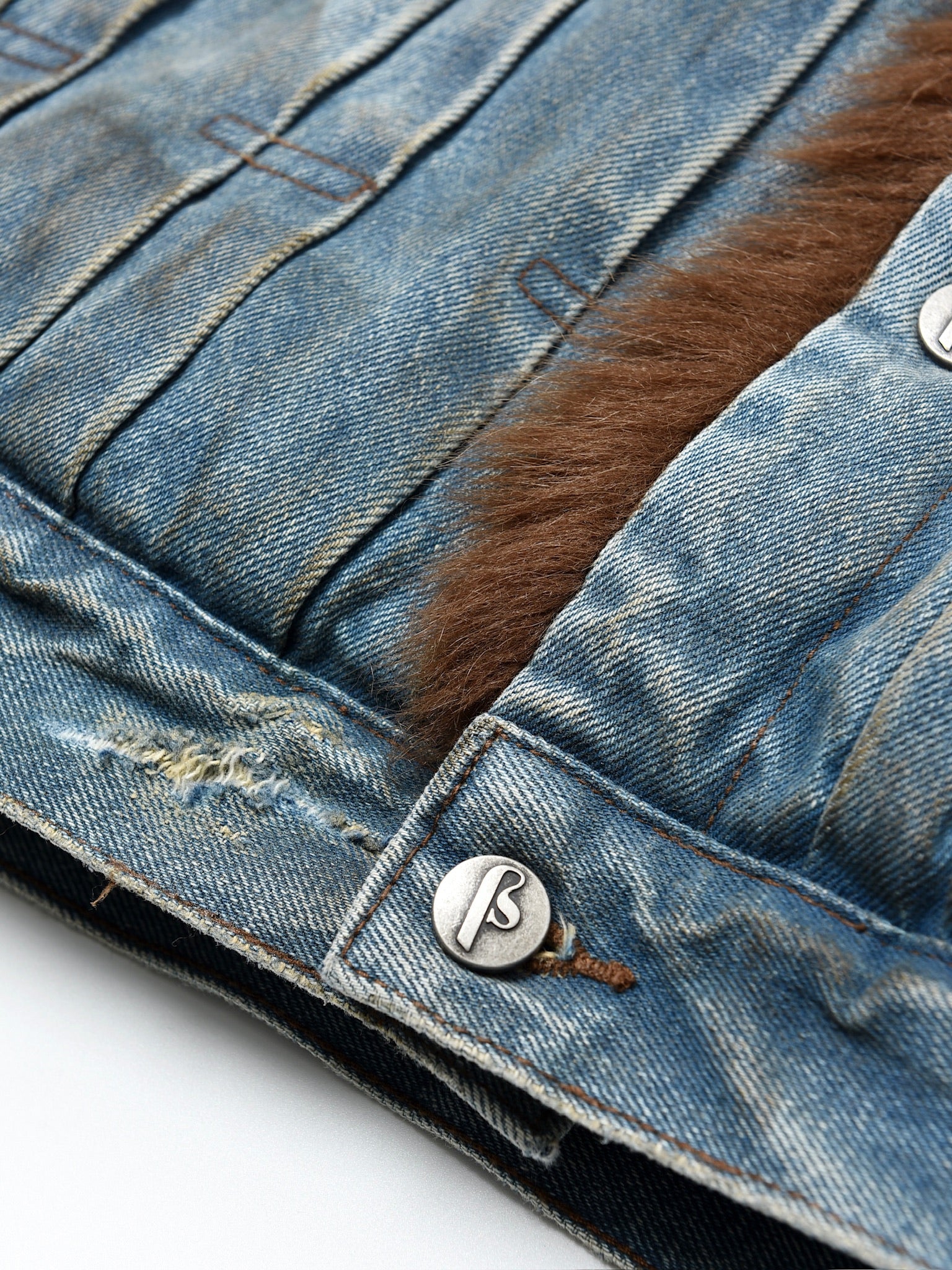 Dirty-Washed Furry Denim Jacket