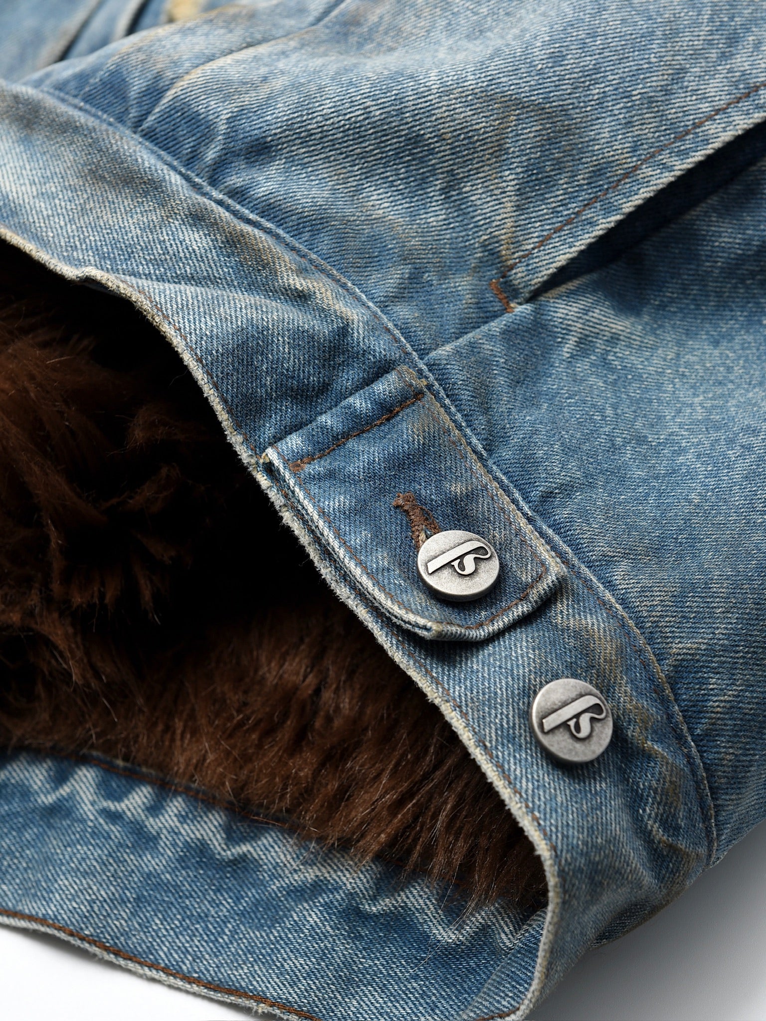 Dirty-Washed Furry Denim Jacket