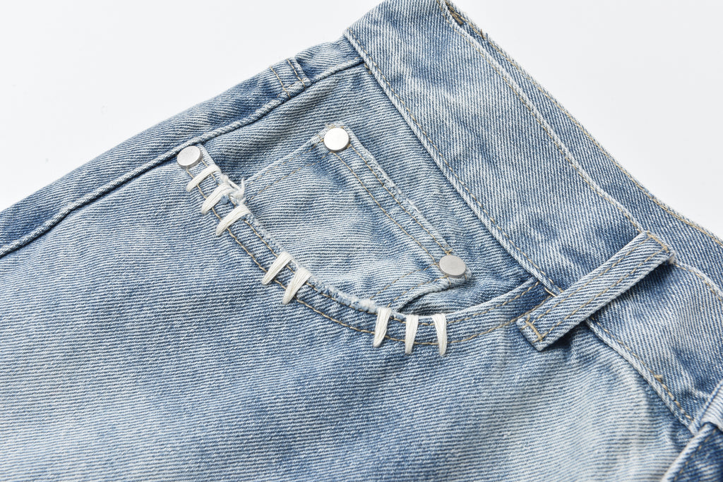 Chain Ink Print Detailed Patch Jeans