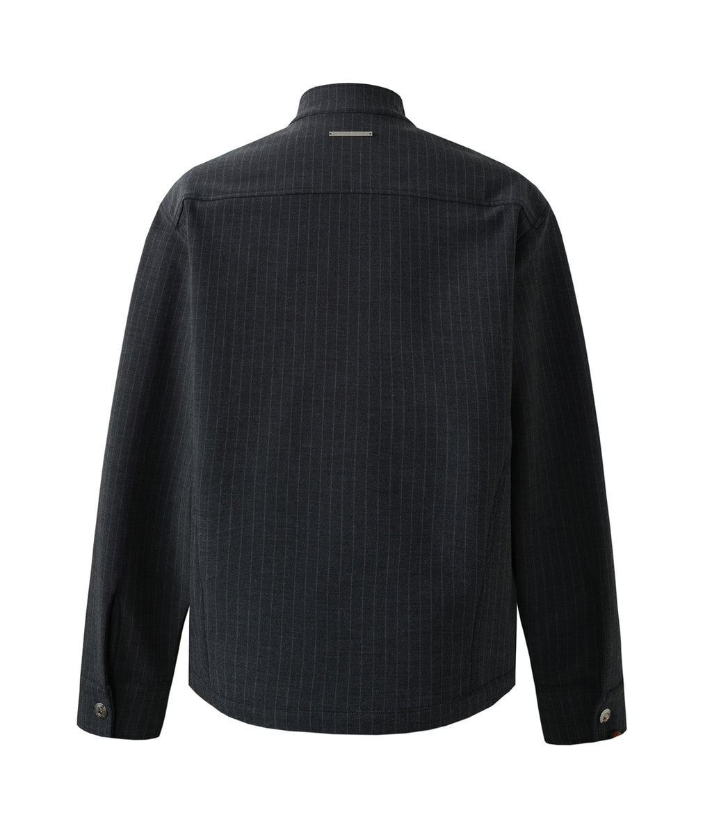 Asymmetric Pinstripe Button Shirt (Sample)
