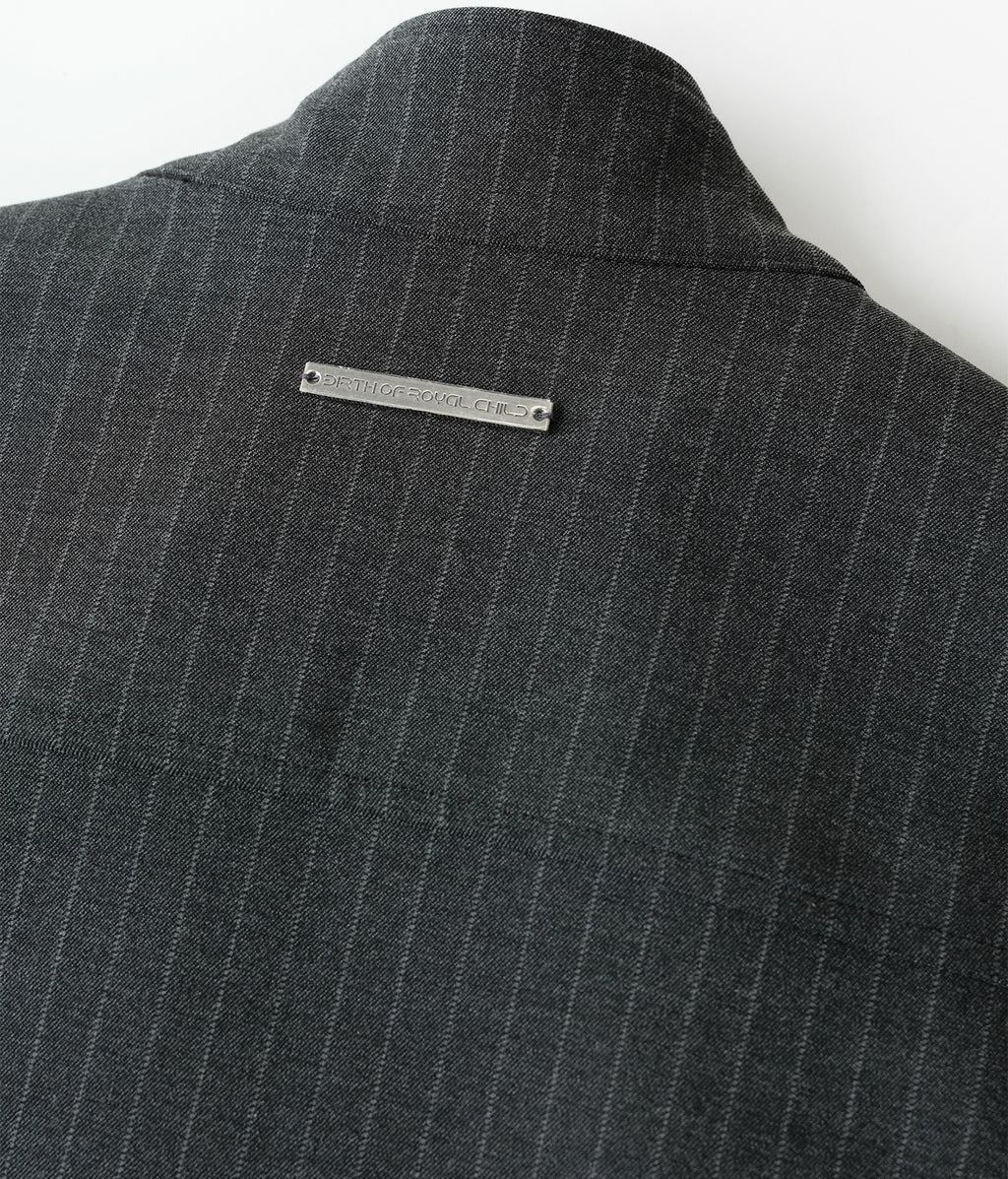 Asymmetric Pinstripe Button Shirt (Sample)