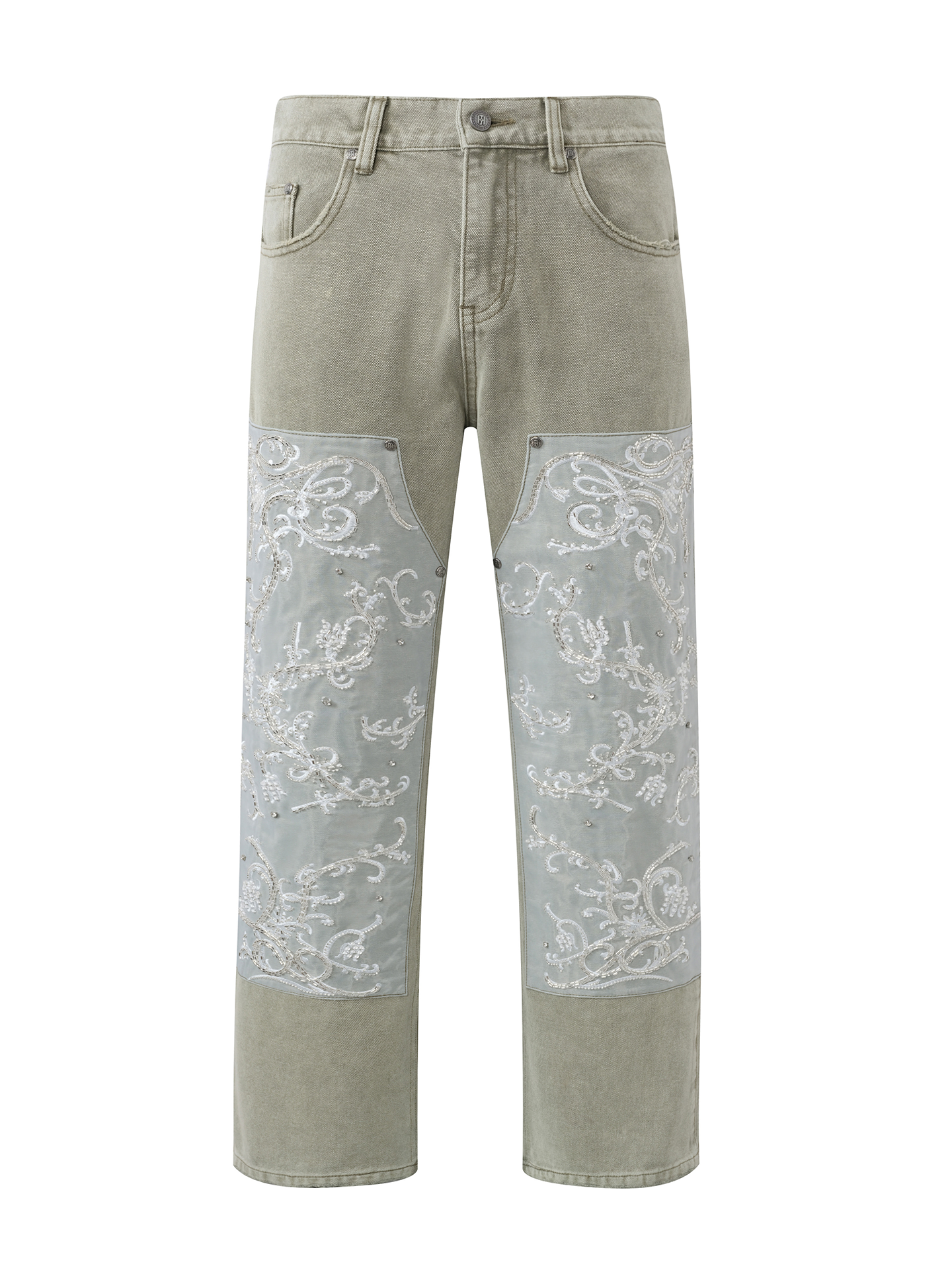 Beaded Embroidery Carpenter Pants