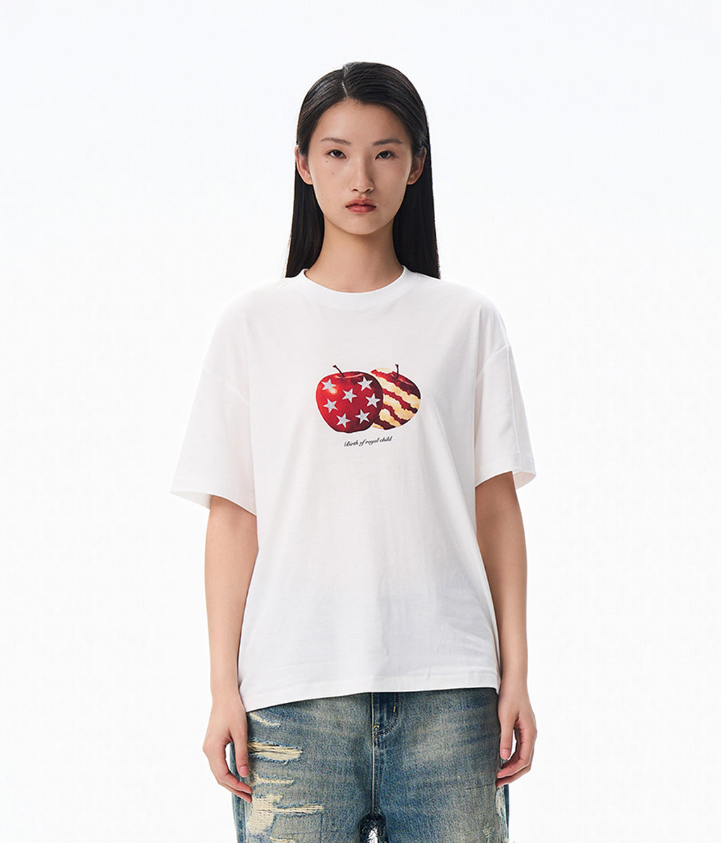 American flag apple short sleeve tee