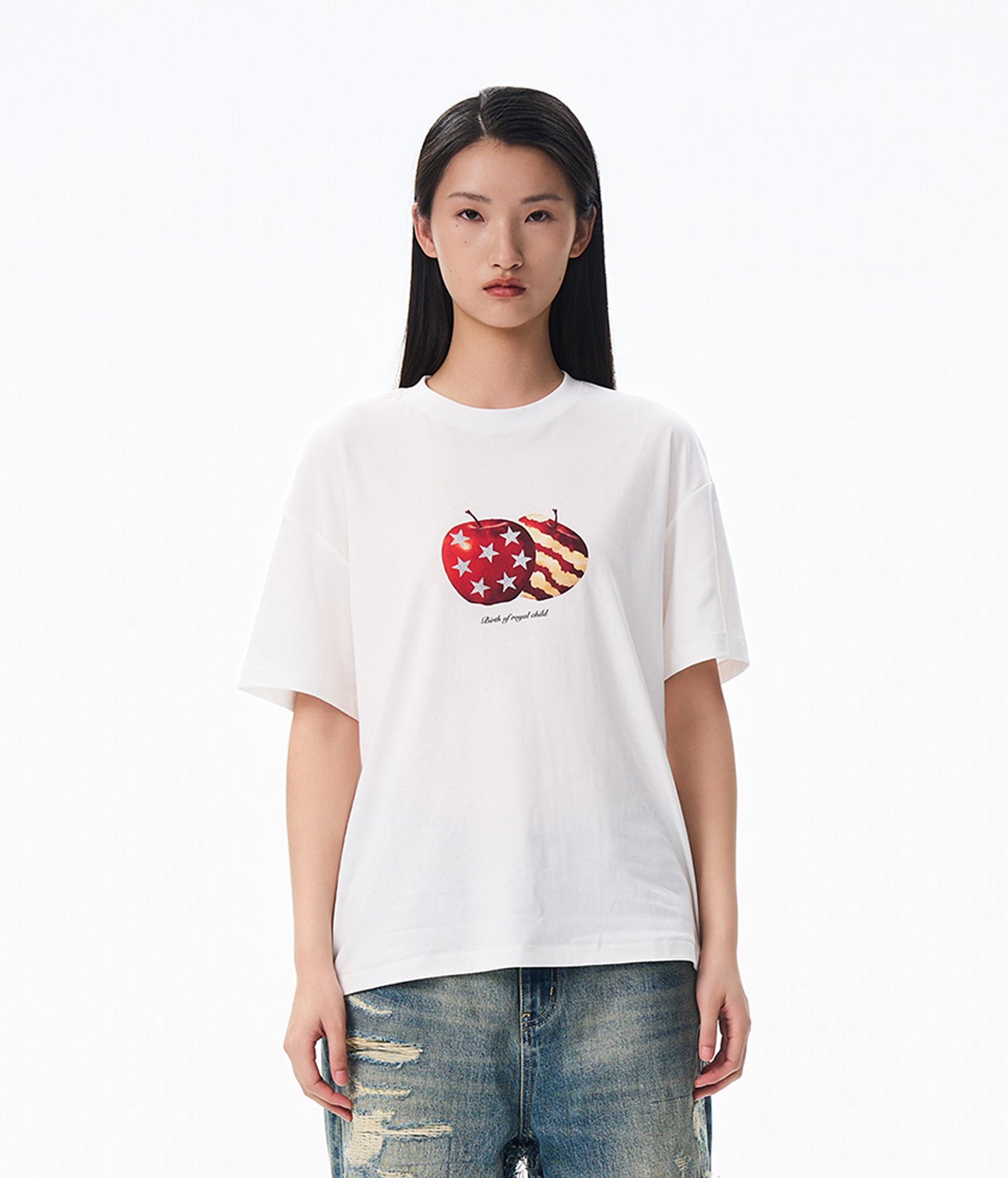 American flag apple short sleeve tee