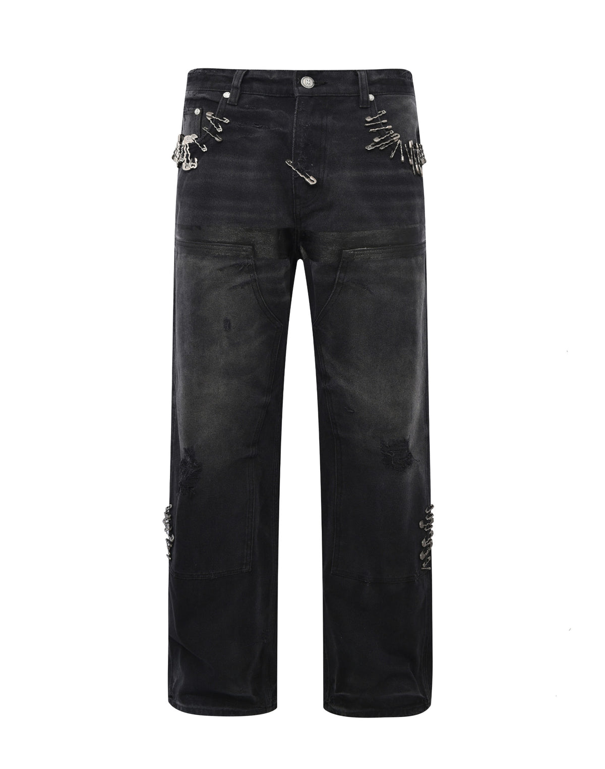VINTAGE PIN WASHED CARPENTER PANTS IN BLK