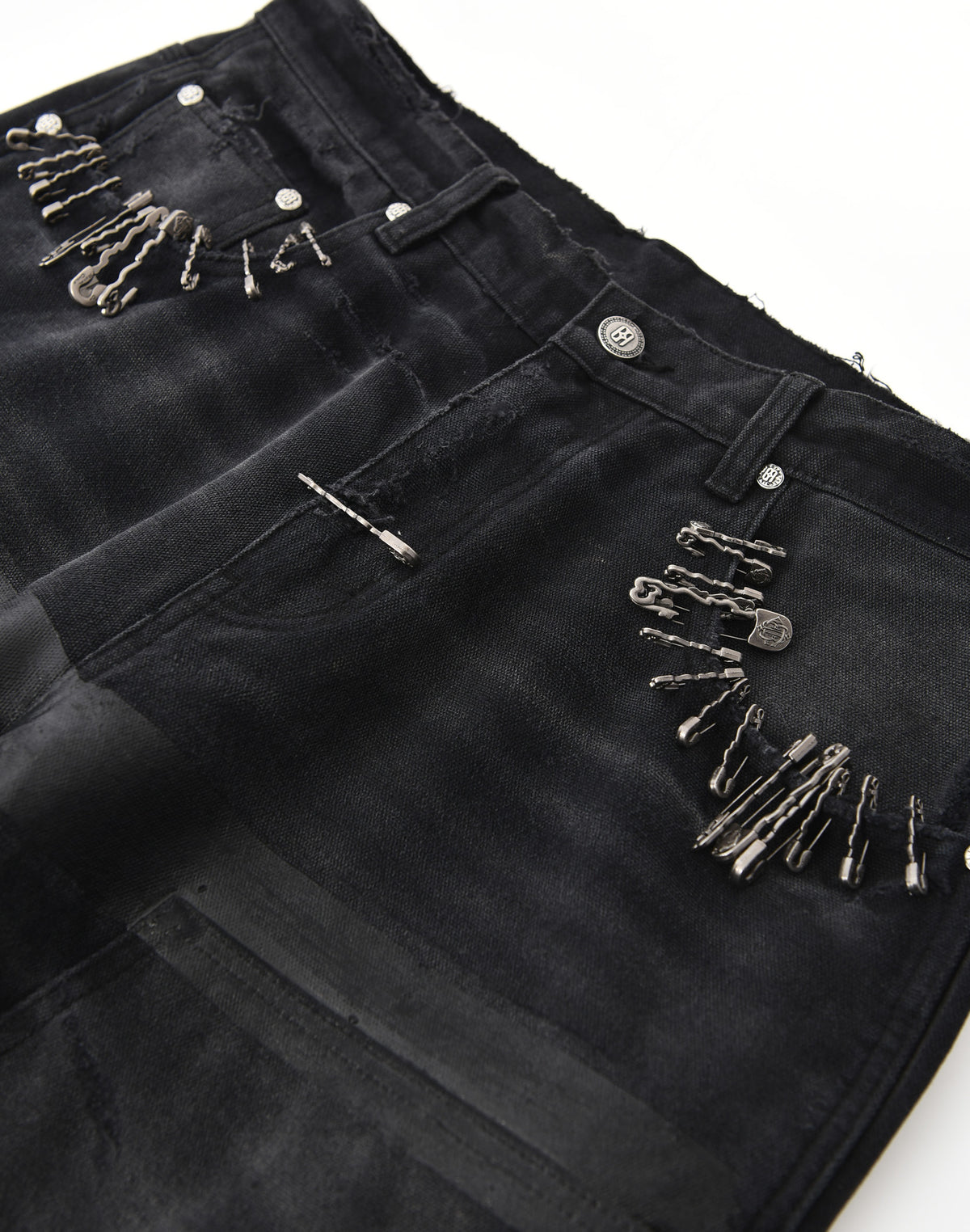 VINTAGE PIN WASHED CARPENTER PANTS IN BLK