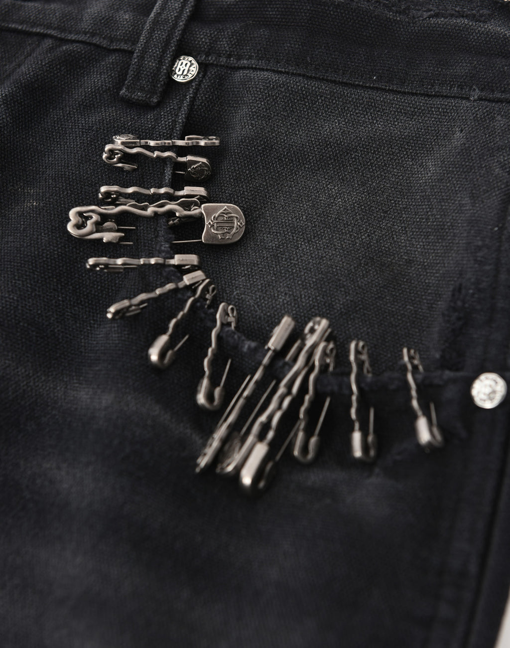 VINTAGE PIN WASHED CARPENTER PANTS IN BLK