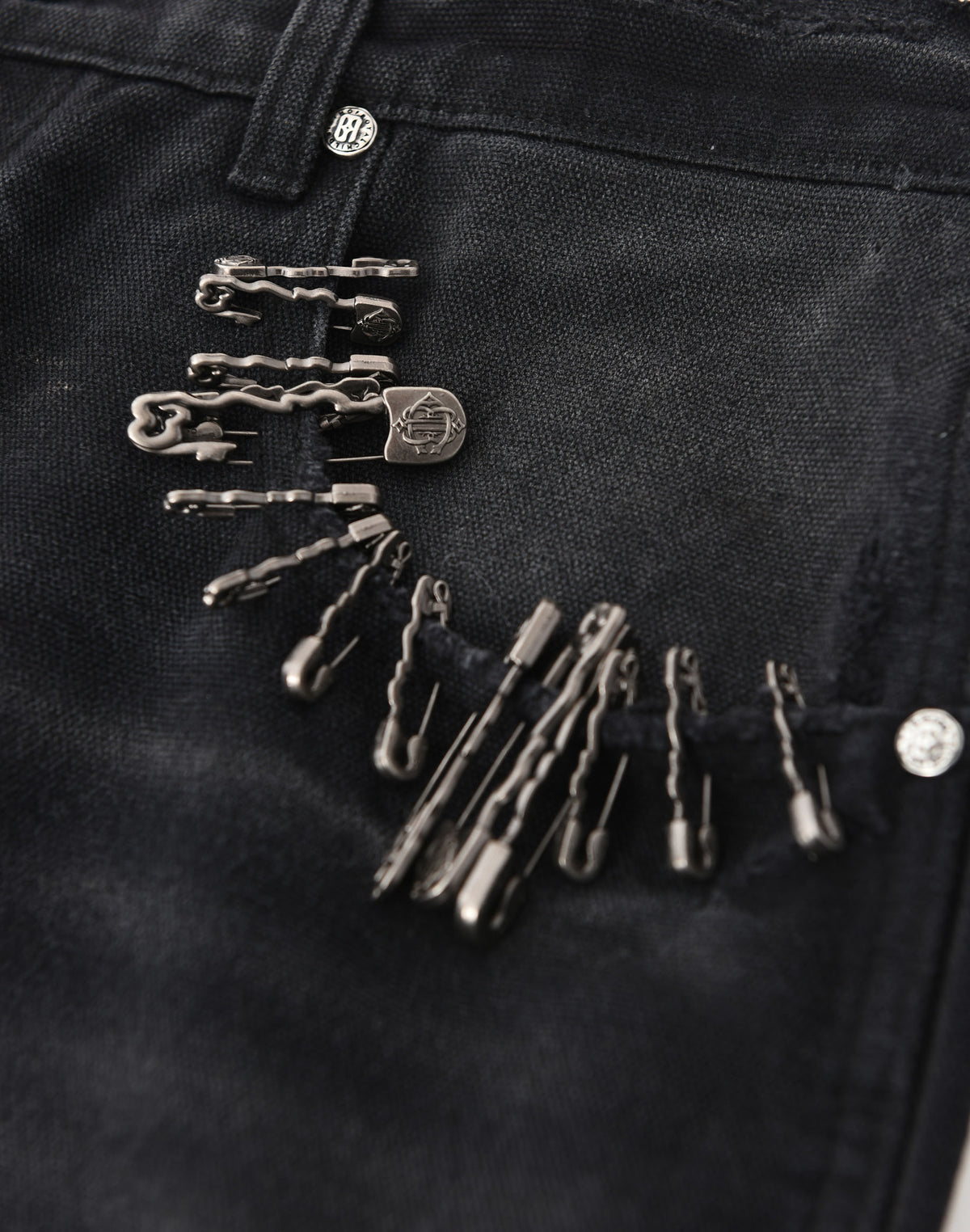 VINTAGE PIN WASHED CARPENTER PANTS IN BLK