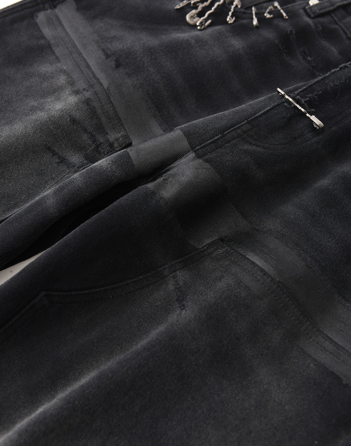 VINTAGE PIN WASHED CARPENTER PANTS IN BLK