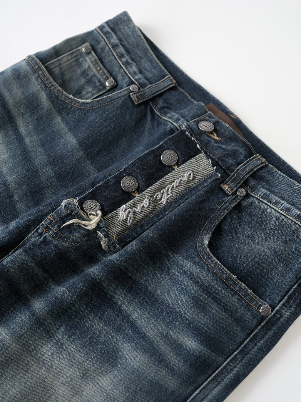 Distressed Embroidery Bootcut Denim