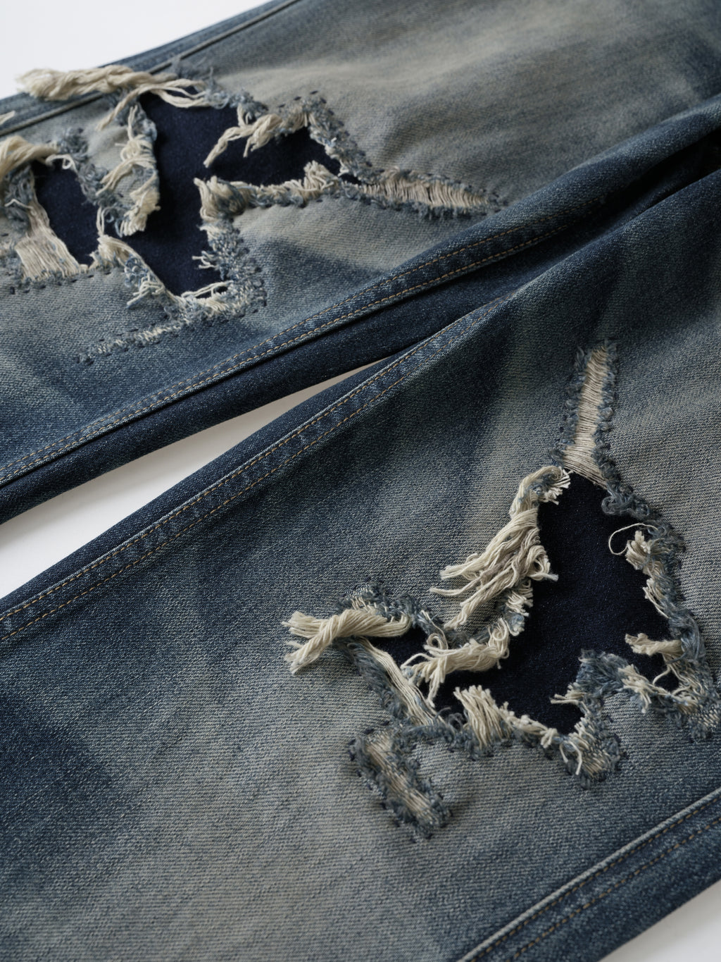 Distressed Embroidery Bootcut Denim