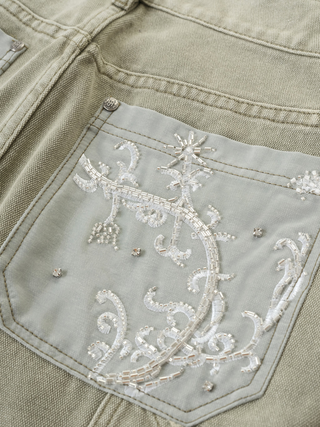 Beaded Embroidery Carpenter Pants