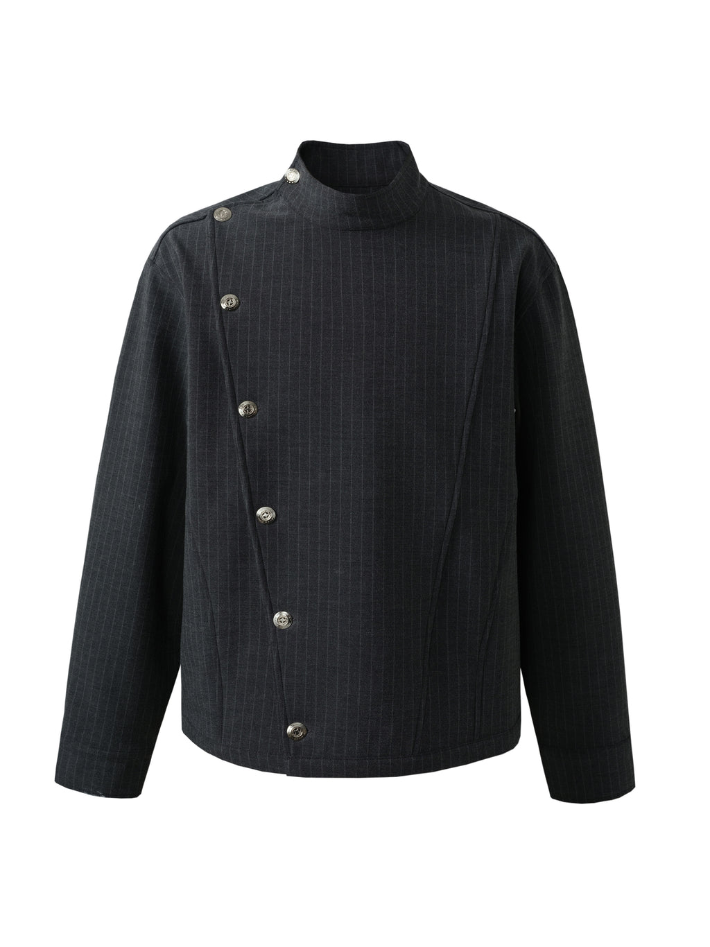 Asymmetric Pinstripe Button Shirt