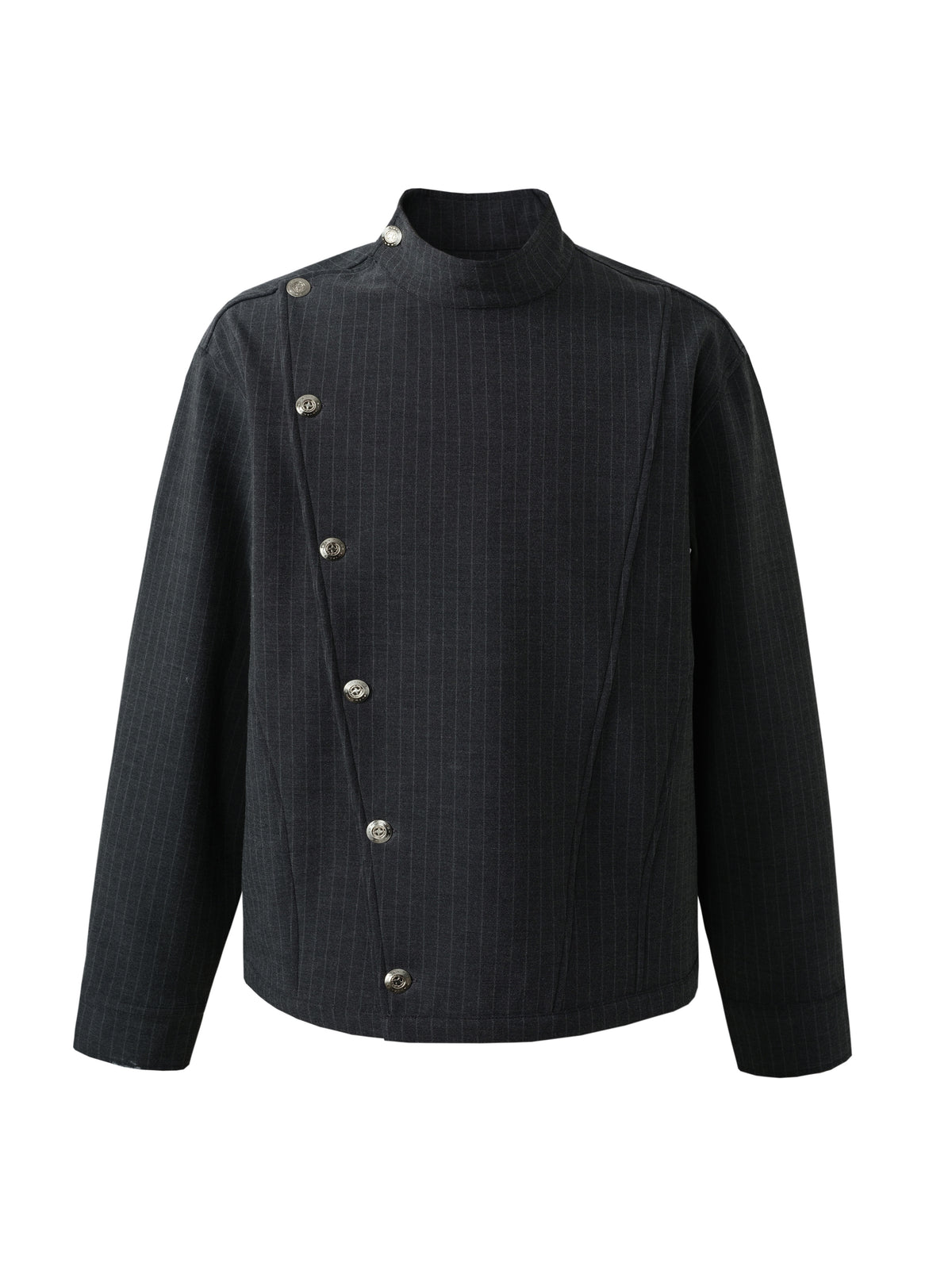 Asymmetric Pinstripe Button Shirt