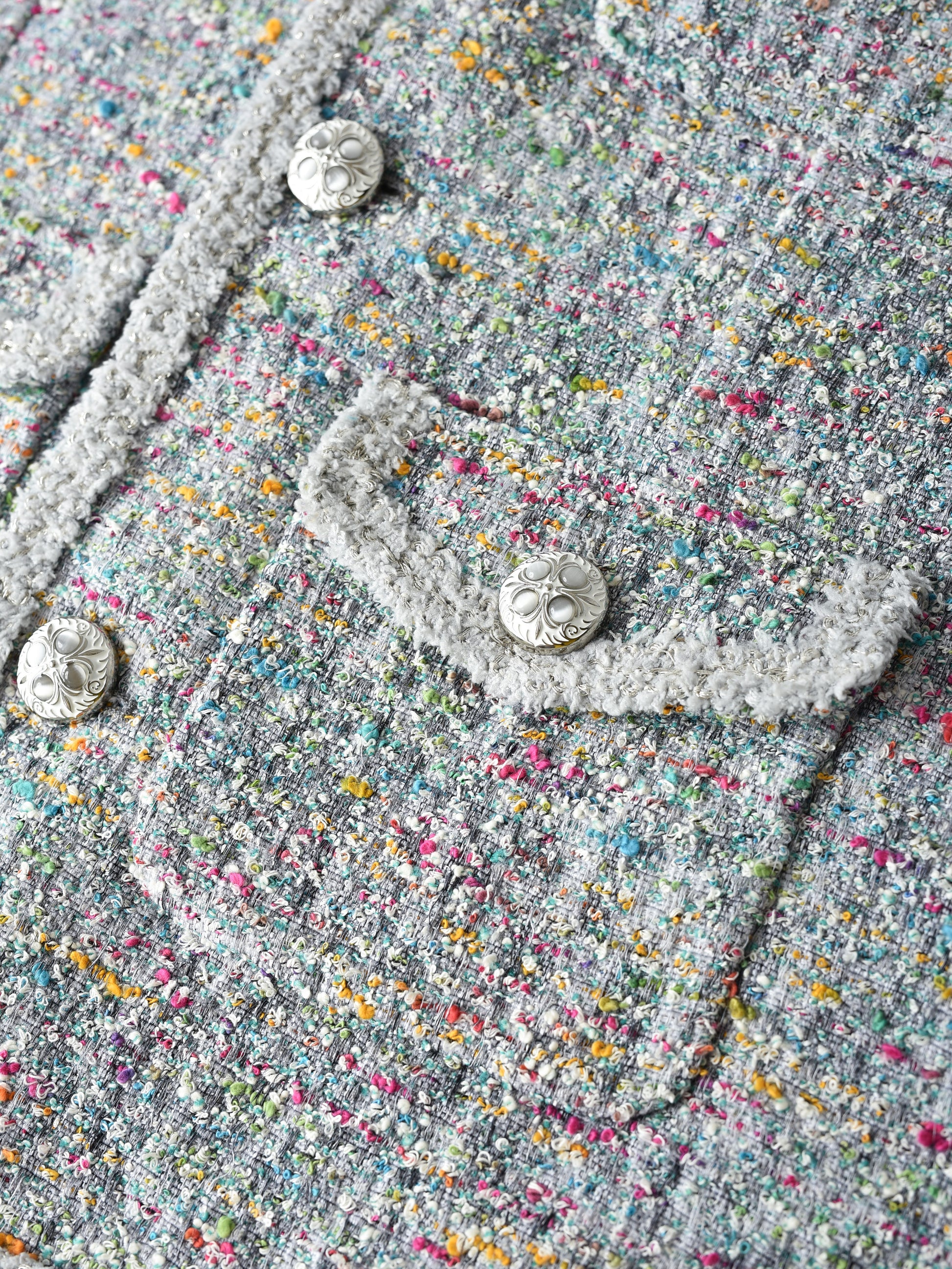 Bouclé Tweed Short Jacket LIGHT GRY