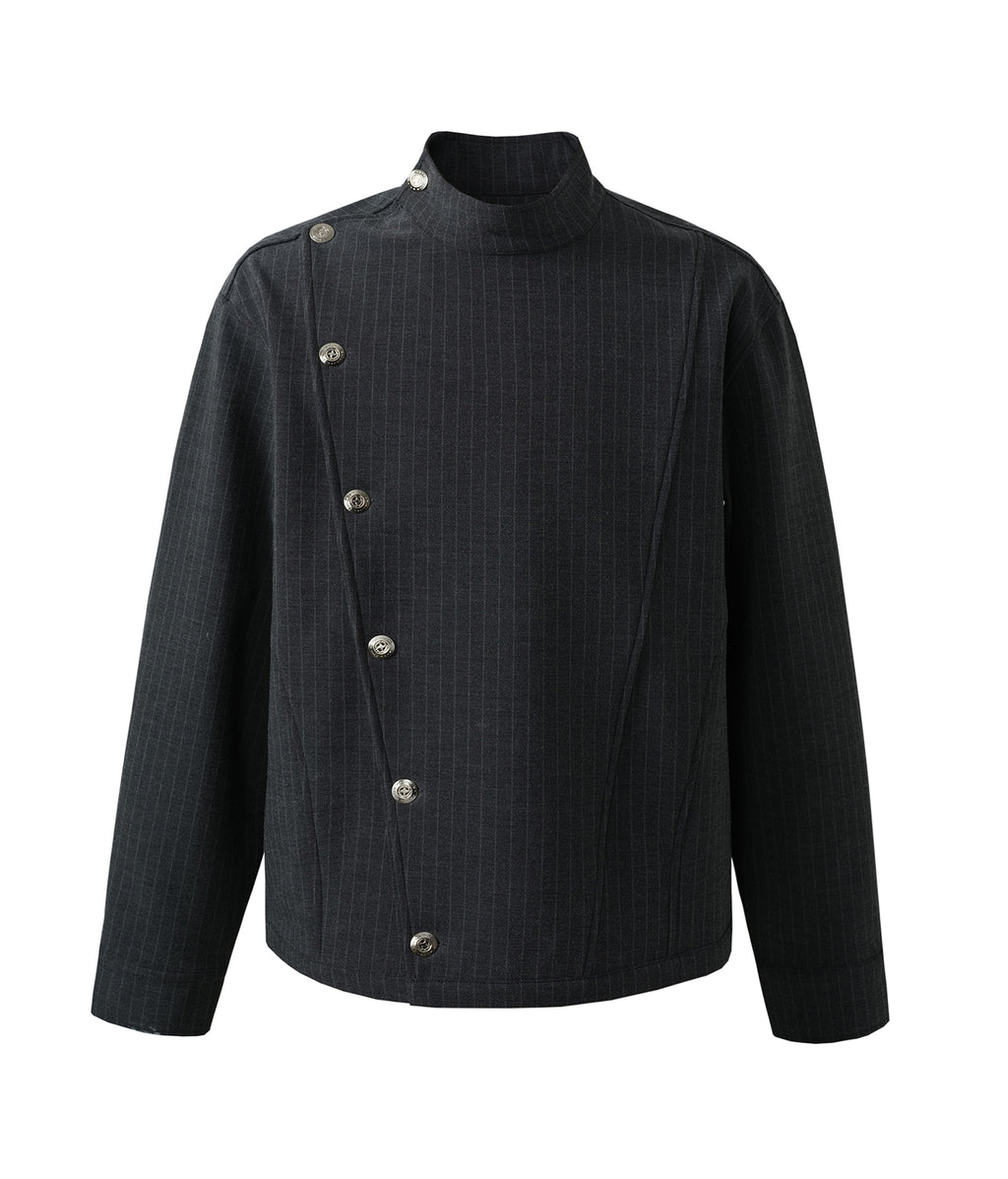 Asymmetric Pinstripe Button Shirt (Sample)