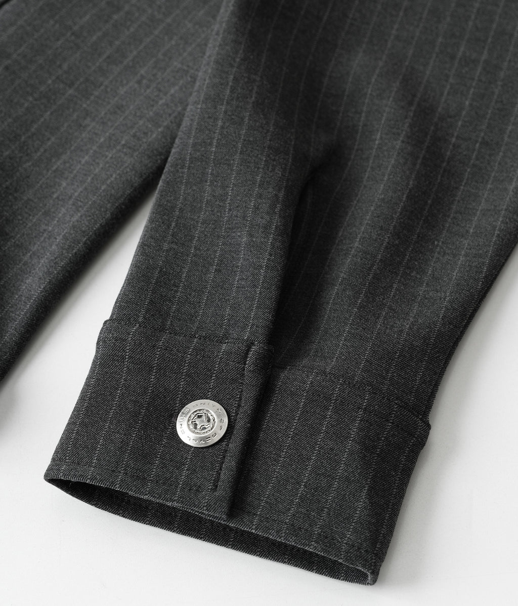 Asymmetric Pinstripe Button Shirt (Sample)