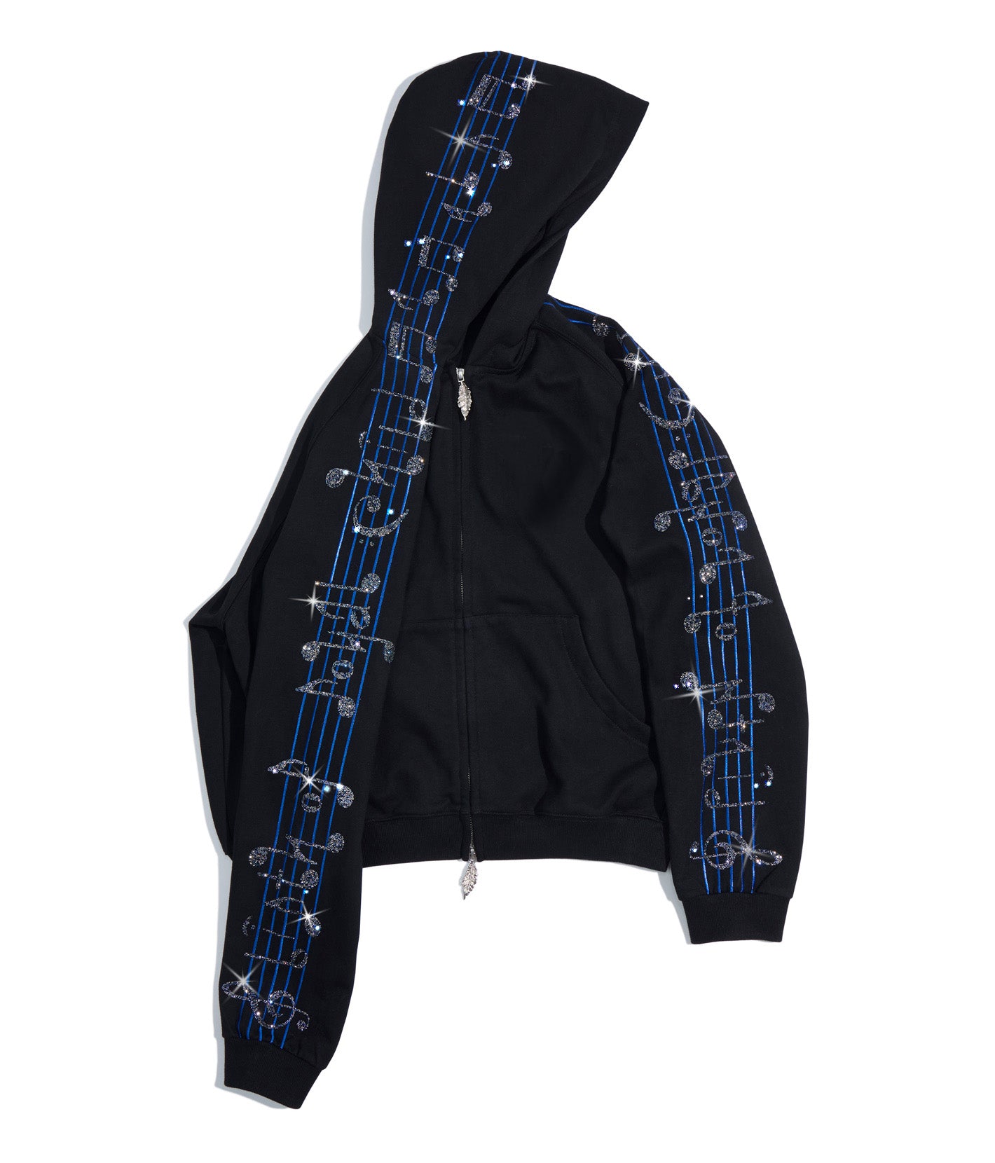 Crystal Notes Raglan Hoodie Black