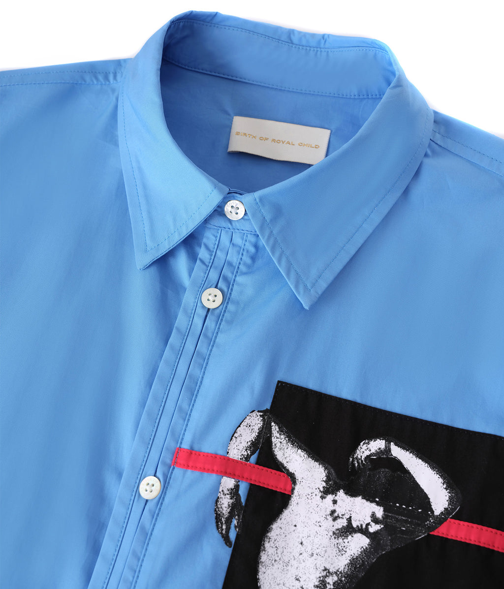 Interrupted Portrait Patch Shirt Blue