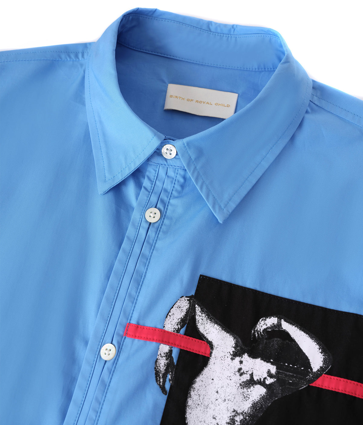 Interrupted Portrait Patch Shirt Blue