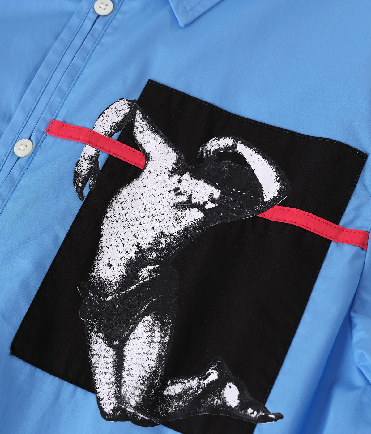 Interrupted Portrait Patch Shirt Blue