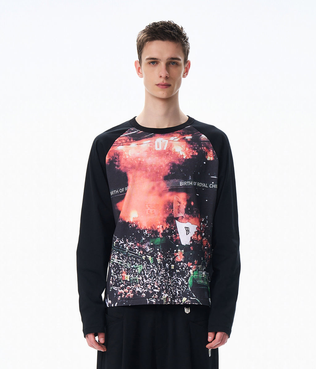 Stadium Flame Raglan Long Sleeve Tee Black