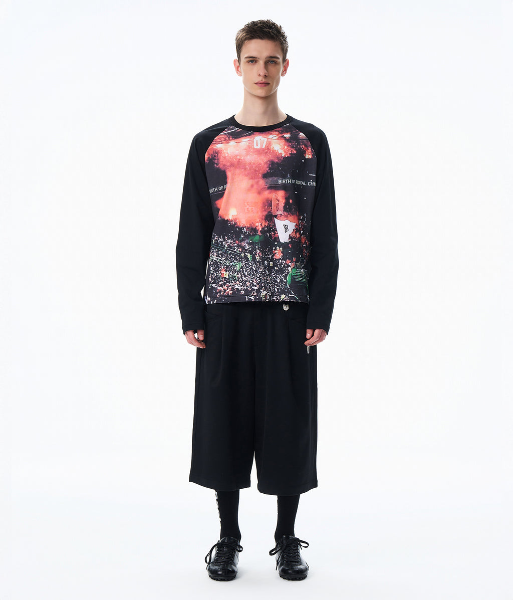 Stadium Flame Raglan Long Sleeve Tee Black