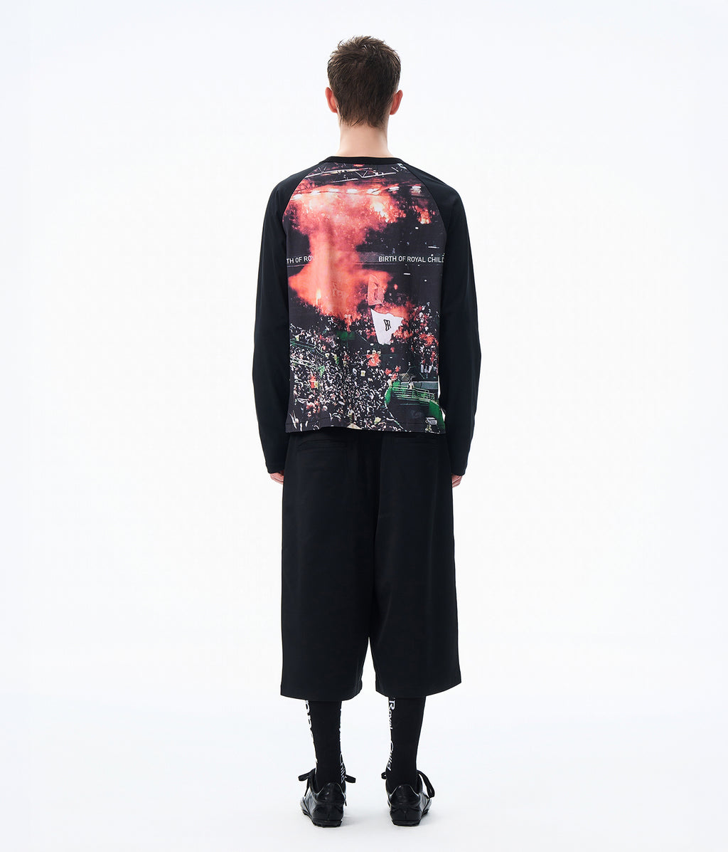 Stadium Flame Raglan Long Sleeve Tee Black